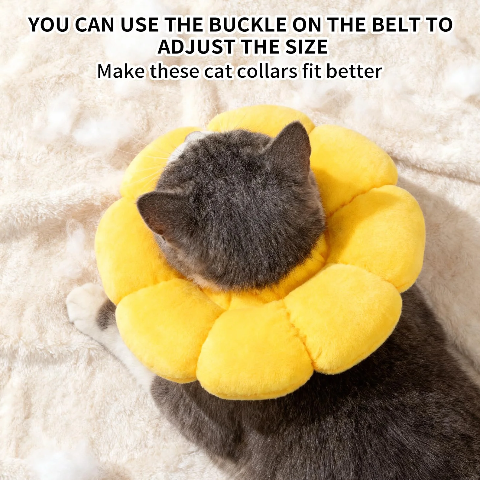 Collerette Chat Anti Lechage Doux Tête Suédé Respirant Anti adhésif Ajustable pour Chats Chiots Petits Chiens Après Opération Blessure (M)