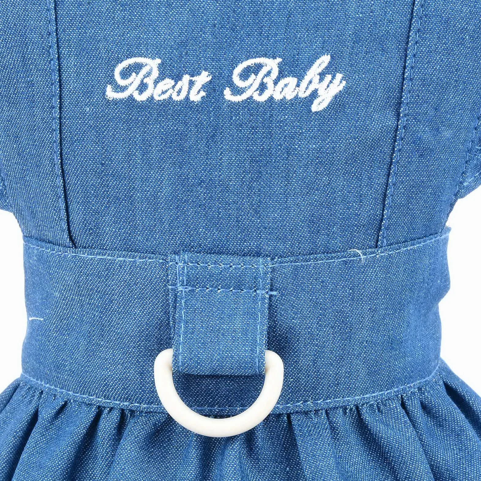Robe Harnais en Jean pour Chien Bleu Foncé Taille L avec Anneau en D