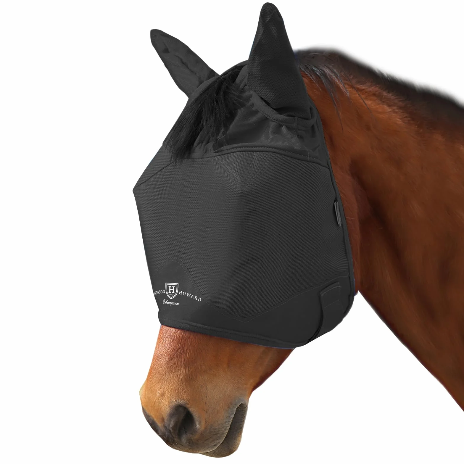Harrison Howard Masque Anti-Mouches Demi-Visage Cheval Noir Taille L