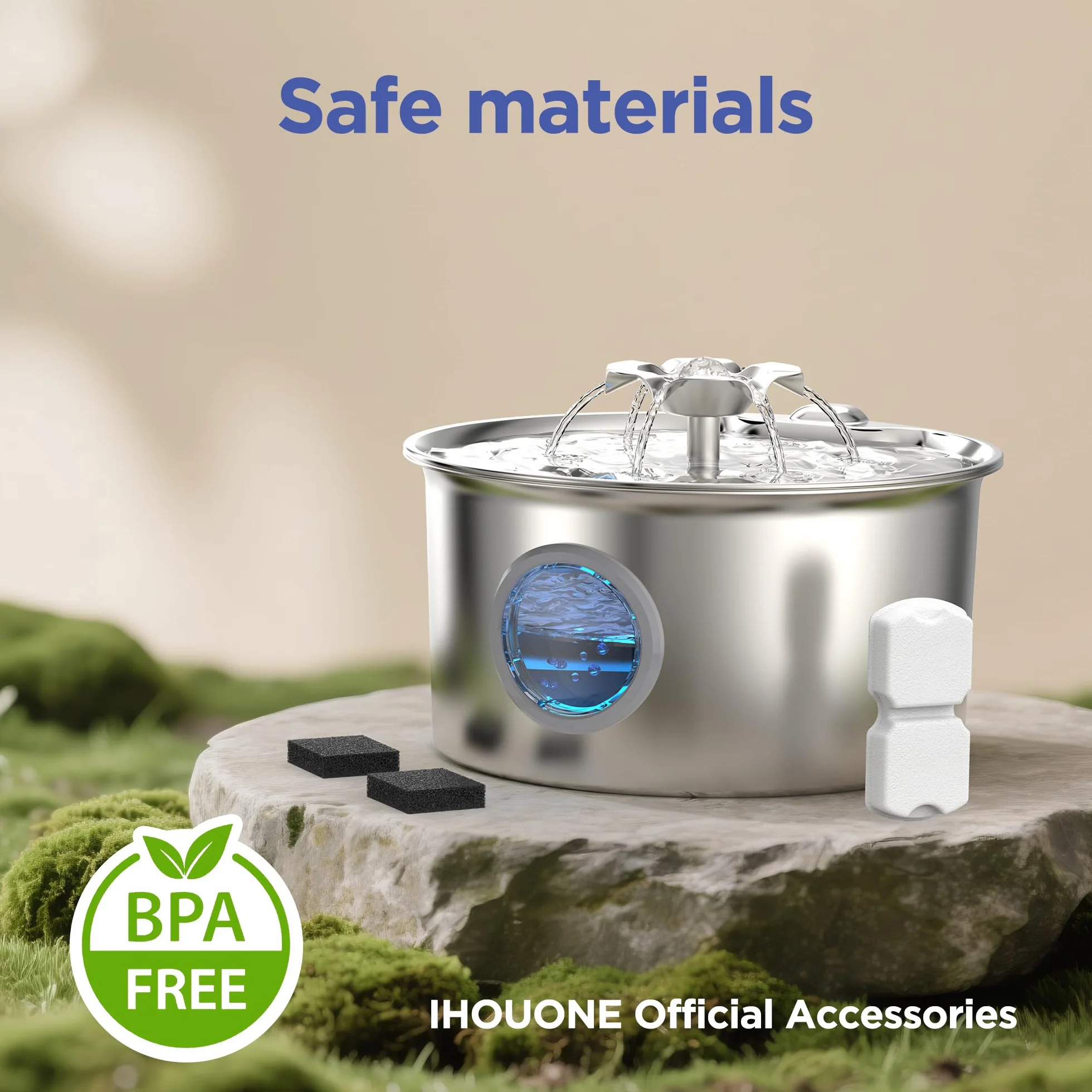 IHOUONE Filtre Fontaine à Eau pour Chat 12 Filtres Charbon et Éponges