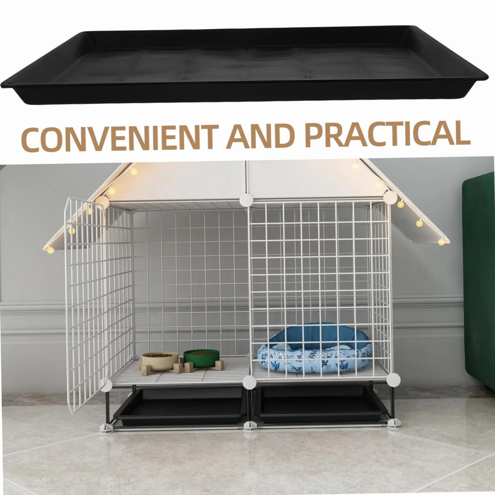Milisten Plateau de Propreté en Plastique Noir pour Cage à Chien et Lapin Surface Lisse et Bac de Remplacement Facile à Nettoyer