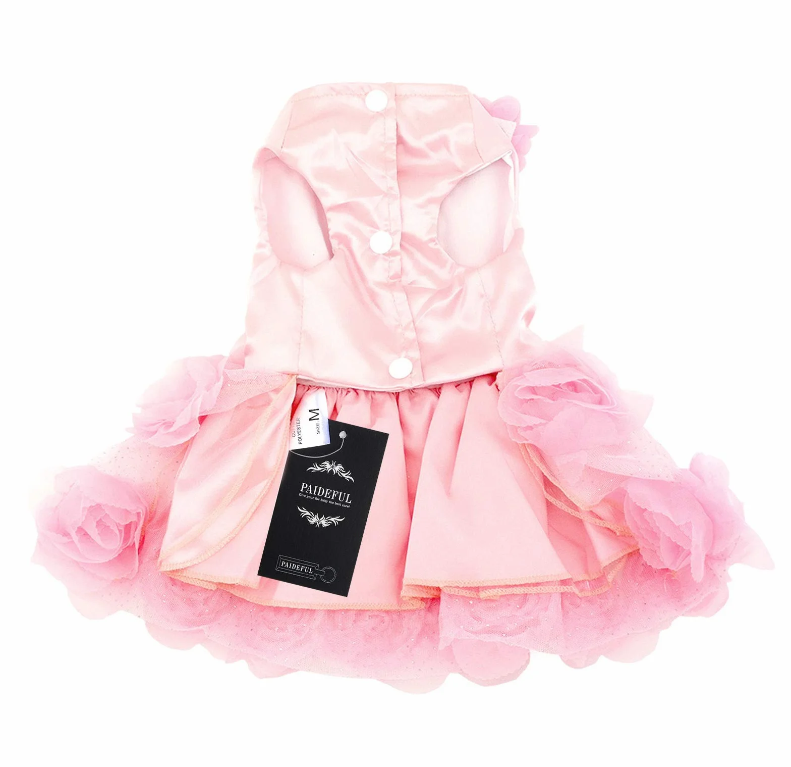 PAIDEFUL Robe pour Petit Chien Fille Jupe Tutu en Dentelle à Fleurs Roses Soyeux Mariée Anniversaire Chihuahua Rose S