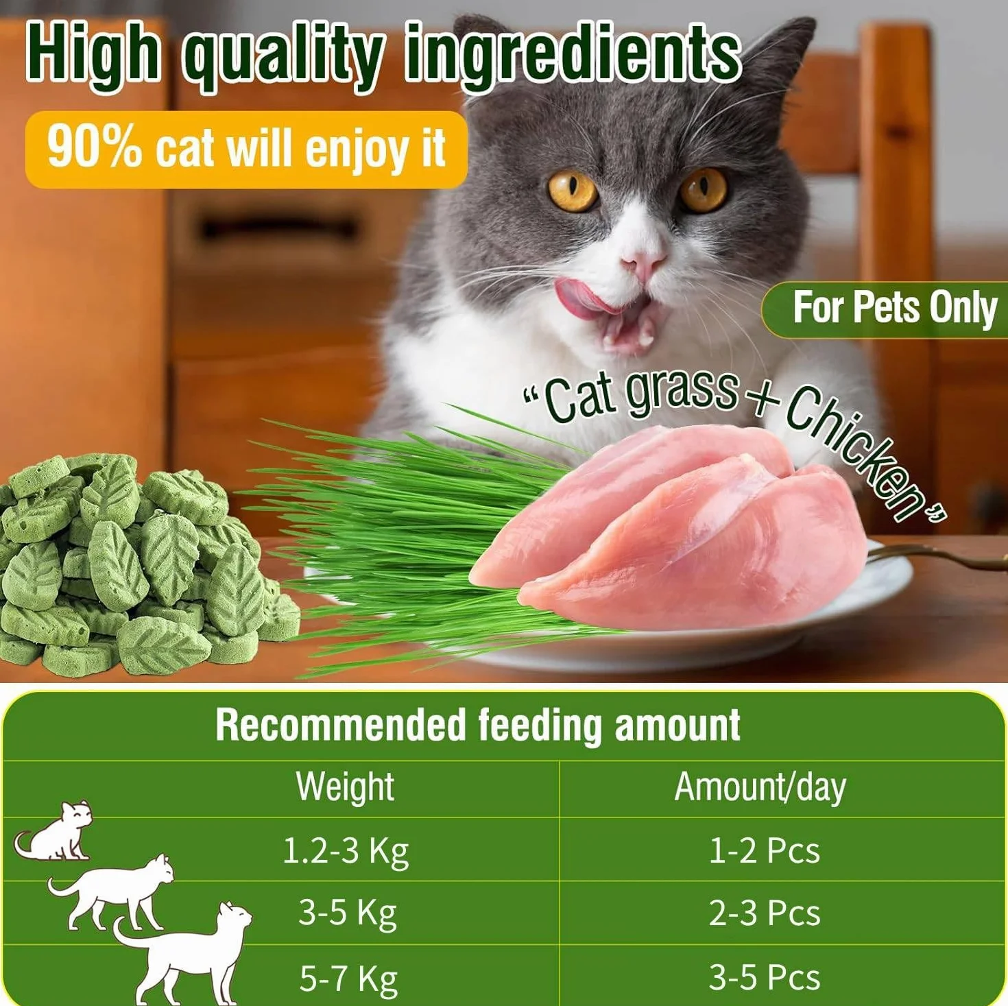 Bâton de Dentition d'herbe de Chat, Collations Comestibles pour Chats, Friandises Lyophilisées Nettoyeur de Dents 50g