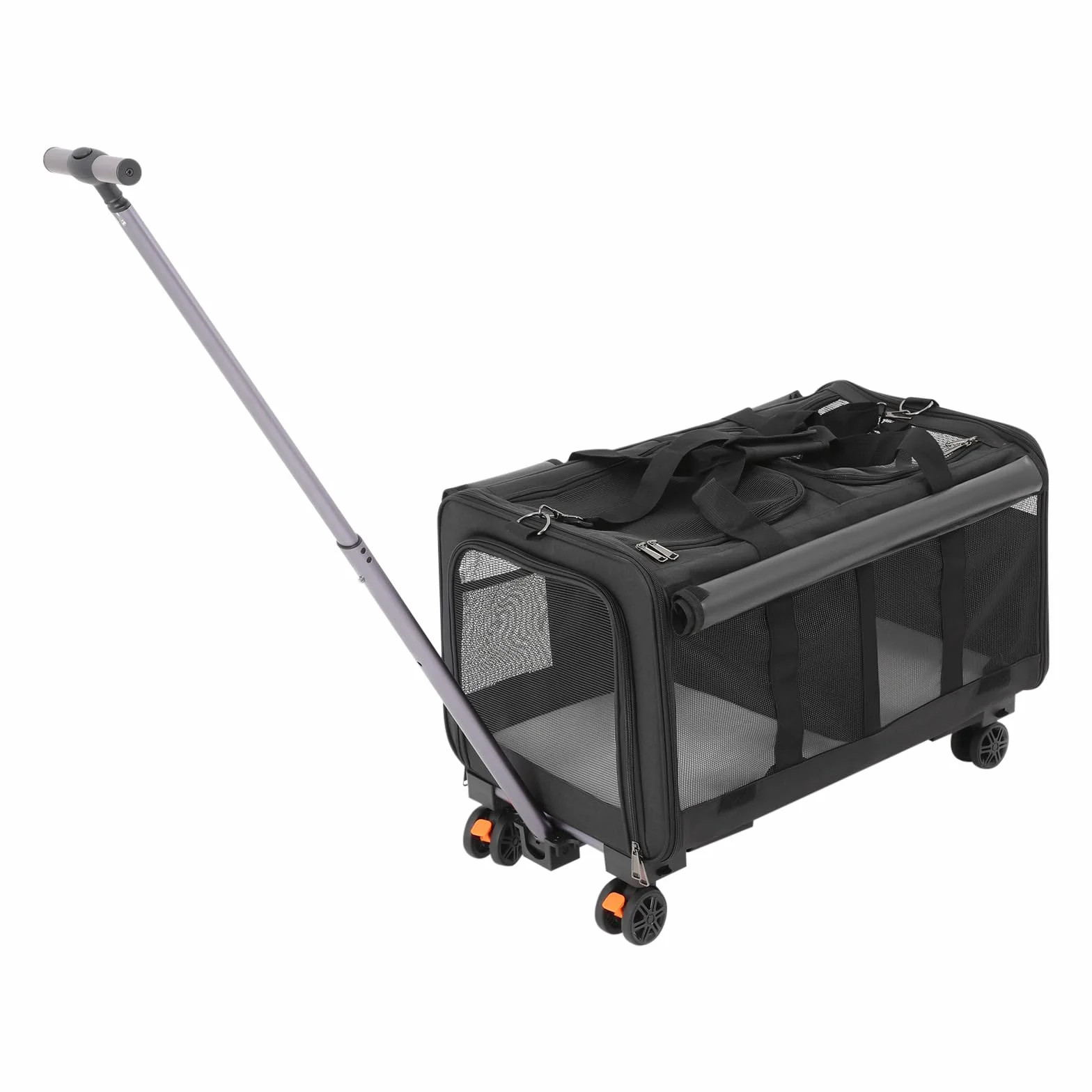 Sac de transport pour chat avec roulettes pliable 17,5 kg noir