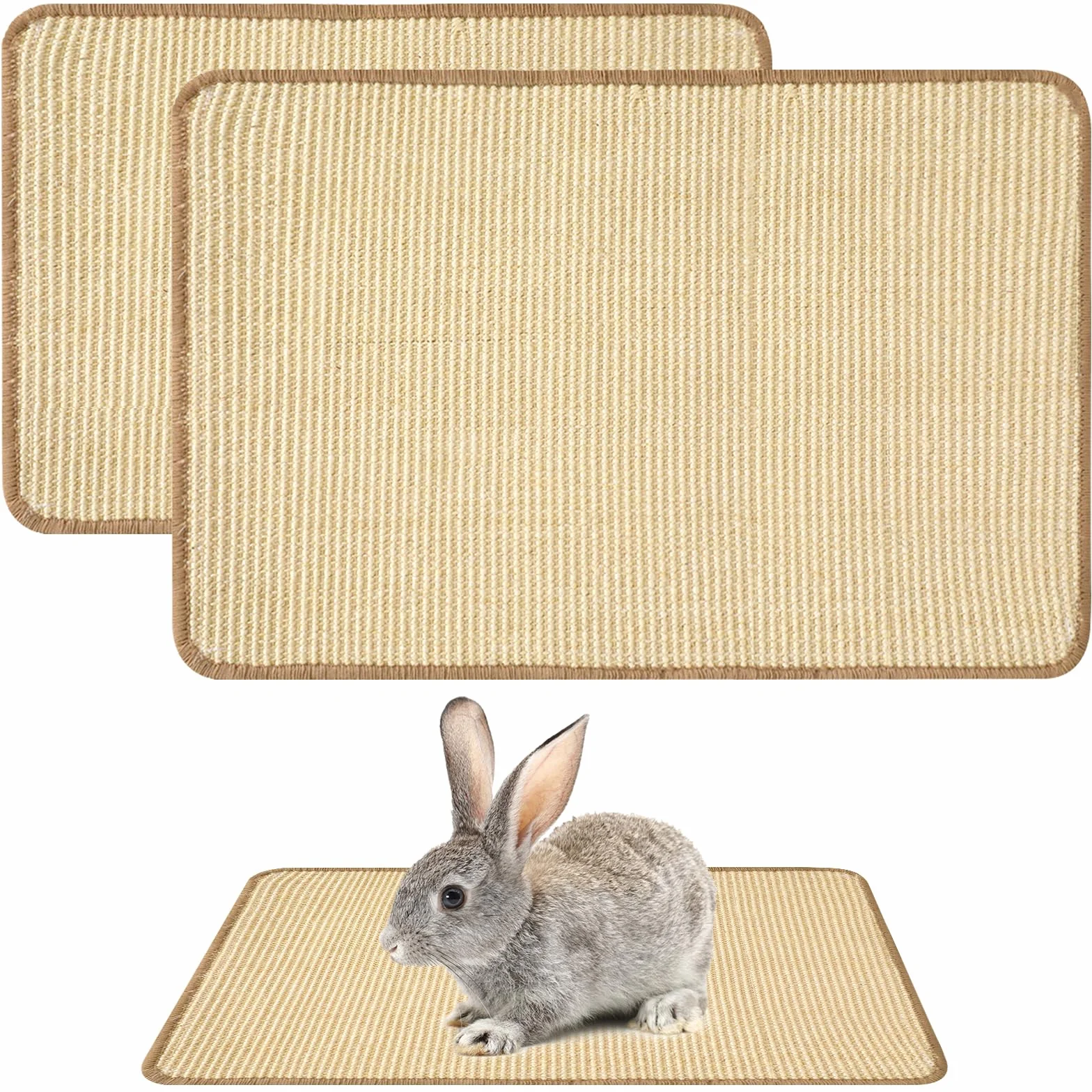 KOUHA Lot de 2 Tapis à Gratter pour Lapin Sisal Naturel Protège Canapés