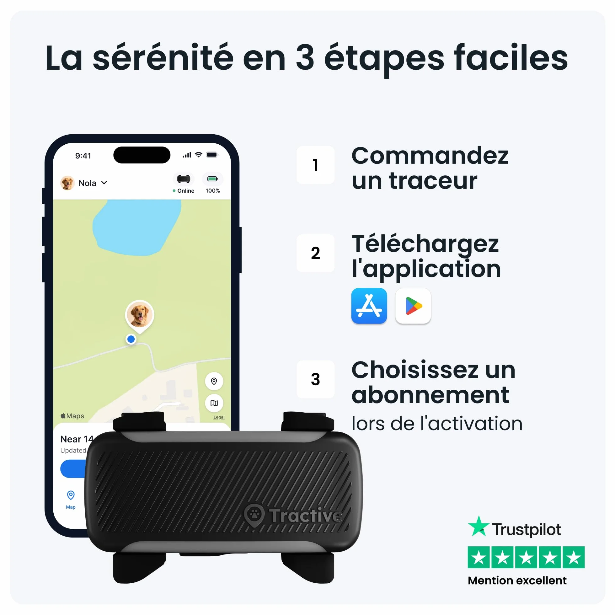 Tractive Collier GPS Chien Connecté XL Édition 2026 Suivi GPS en Direct Alertes Anti-Fugue Santé Moniteur Signes Vitaux Grande Autonomie Noir
