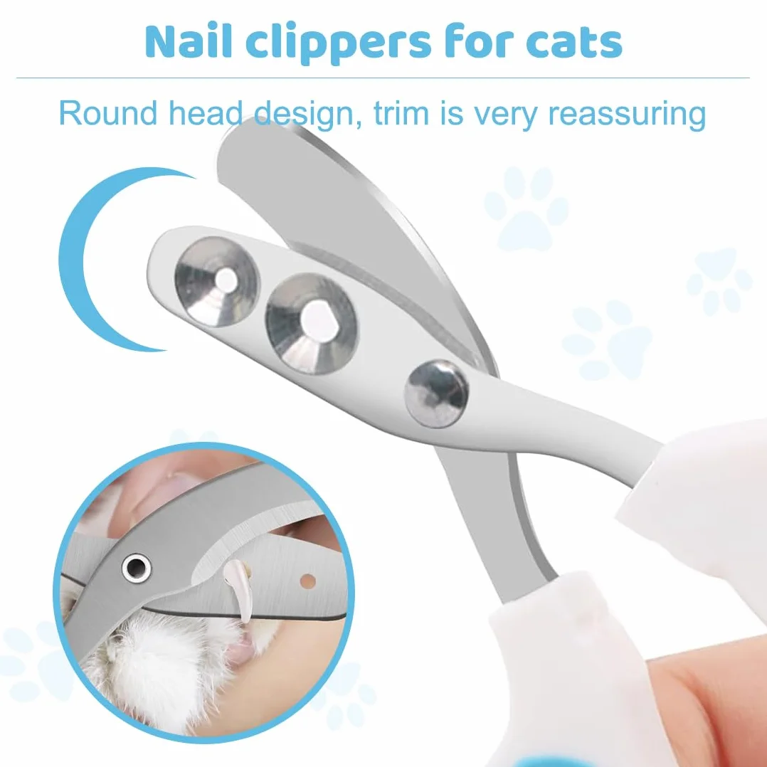 Coupe Griffes Chat Professionnel avec Sécurité Positionnement Trou Double Bleu pour Chatons Lapins Cobayes Oiseaux Chiots Petits Animaux