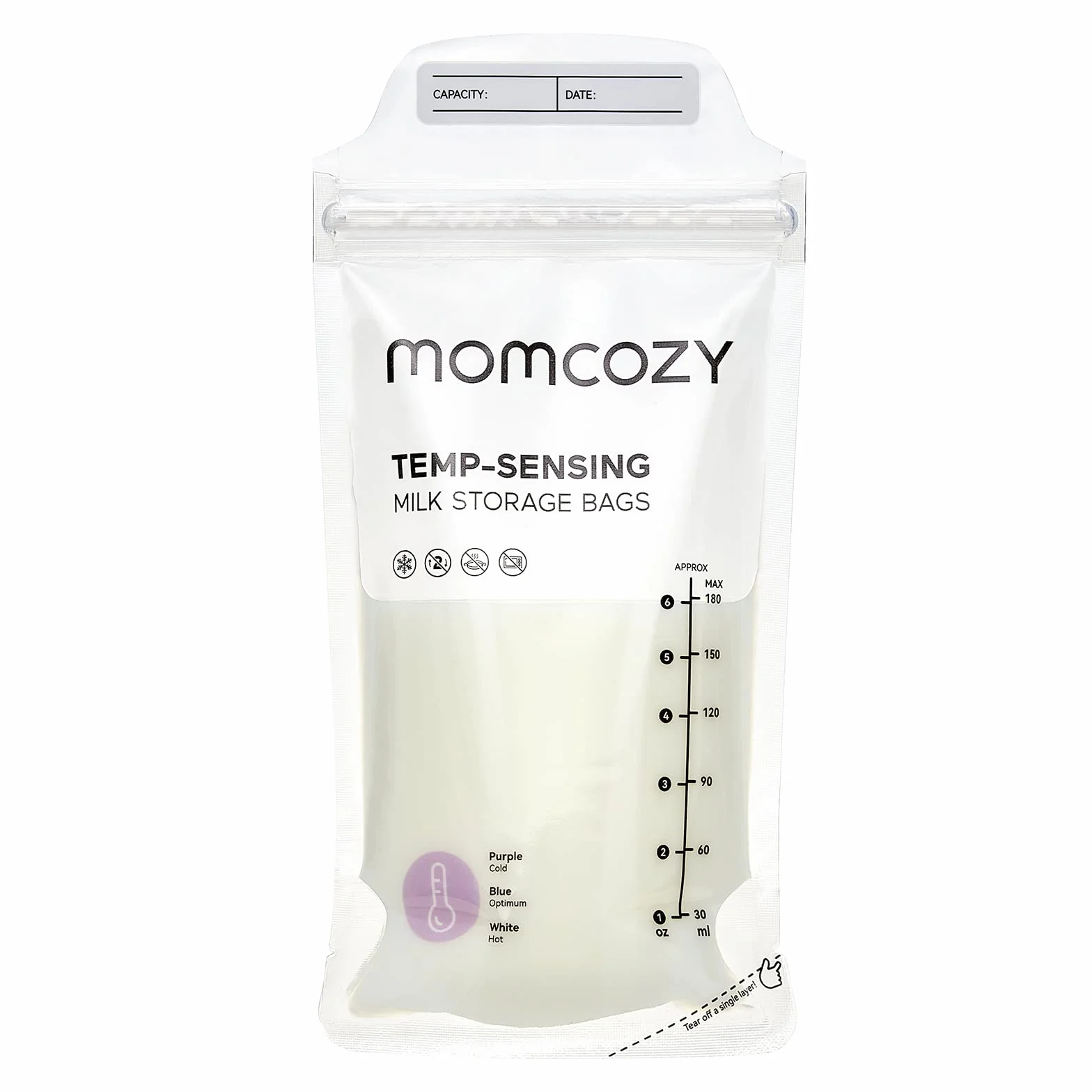 Momcozy Sachets de Congélation Lait Maternel 180mL Lot de 120 Poches Stériles Double Fermeture Étanche