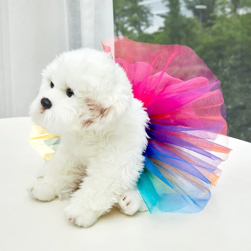 Jupe tutu colorée pour chien robe anniversaire blanc M