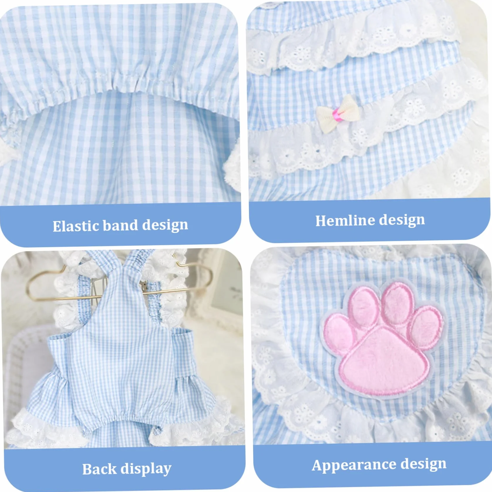 Robe de Princesse pour Chien avec Motif de Patte, Bordure en Dentelle, Jupe Douce