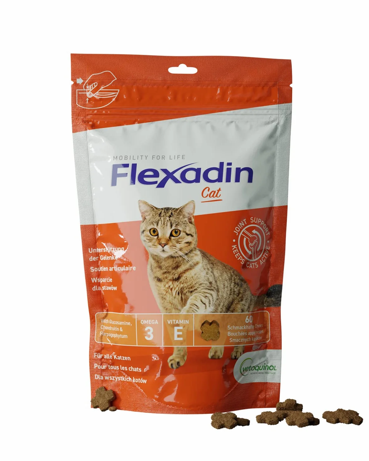 Flexadin Cat 60 friandises articulaires glucosamine chondroïtine oméga-3 griffe du diable
