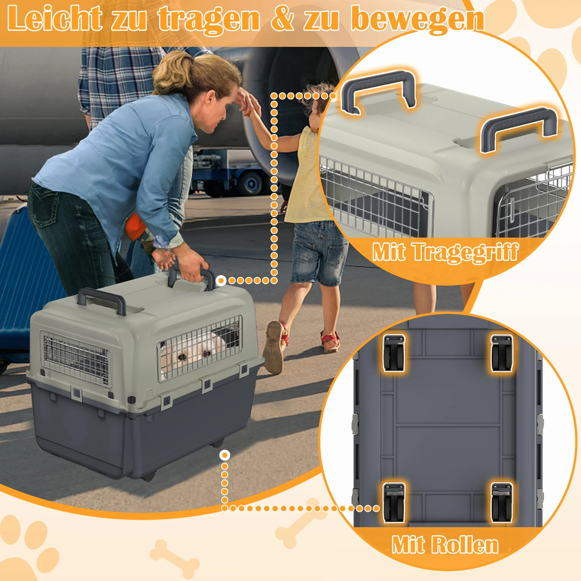 NAIZY Boîte de transport pour chat 67x51x58,5 cm avec porte métal et aération jusqu'à 12,5 kg