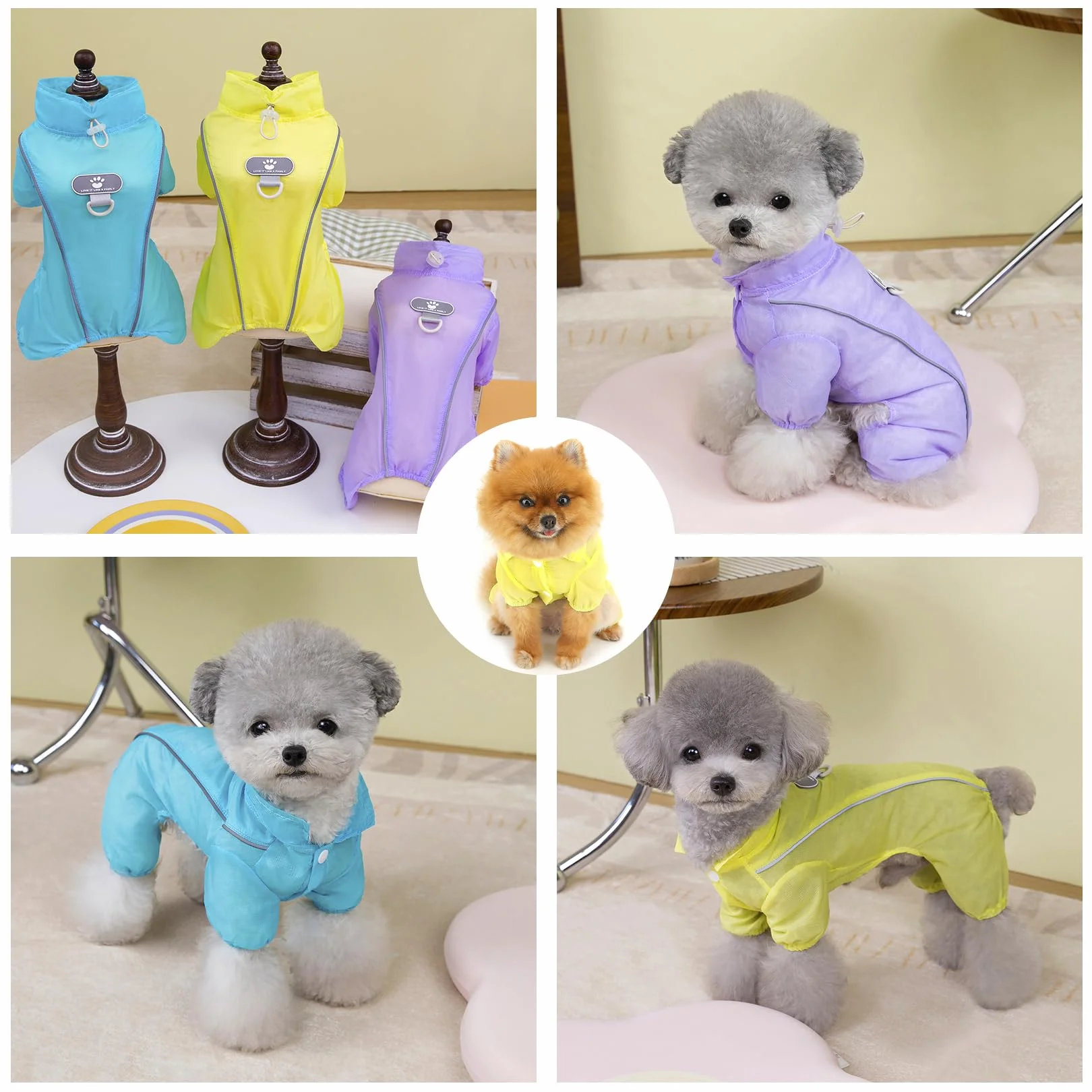 PAIDEFIL Combinaison été chien petite taille vêtement protection solaire respirant rafraîchissant bouton jaune M