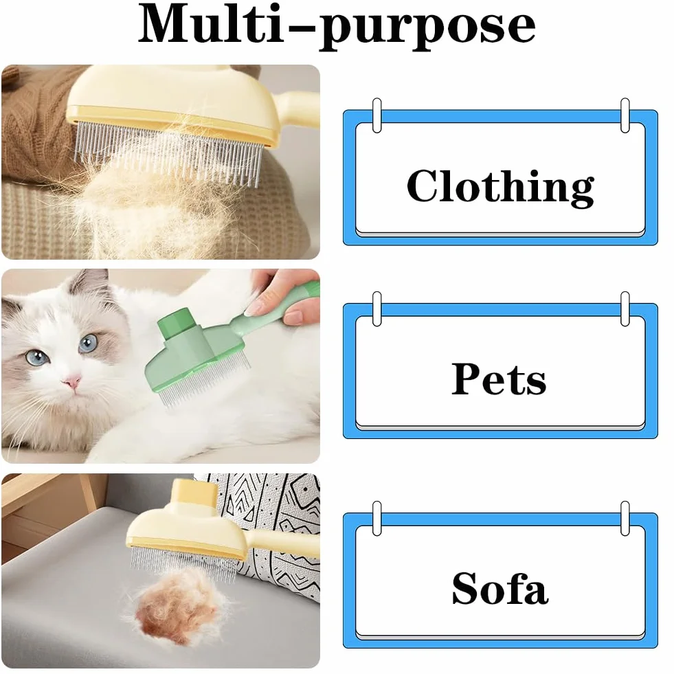 Peigne Autonettoyant pour Chats Brosse de Toilettage avec Bouton Jaune