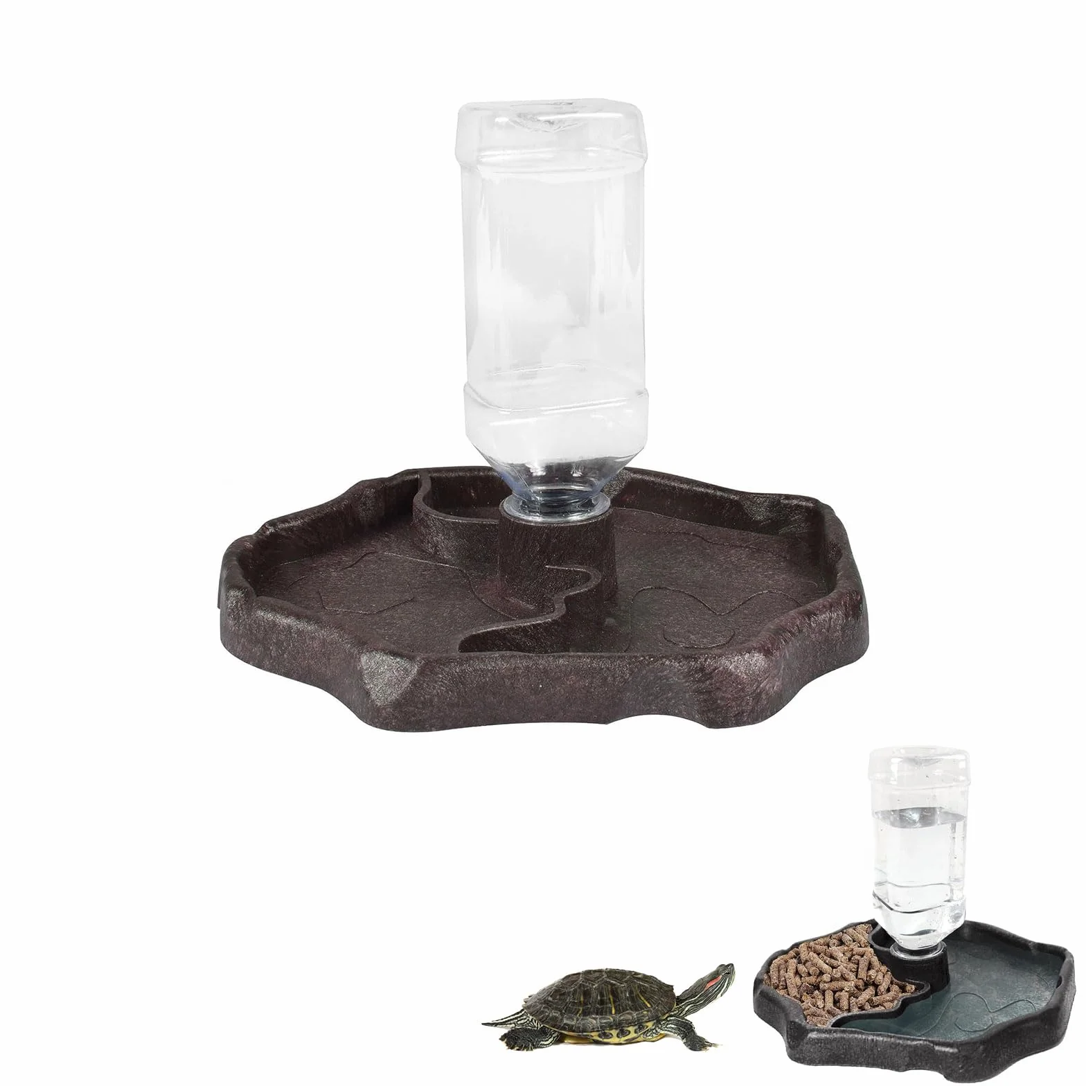 Bol à Eau pour Reptile 2 en 1 Mangeoire Gamelle Tortue pour Tortues, Hamsters, Lézards