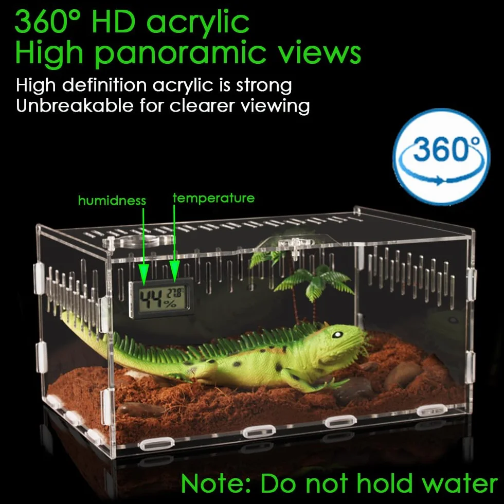YUEHUA Boîte d'alimentation acrylique transparente 30x20x15 cm pour terrarium reptiles