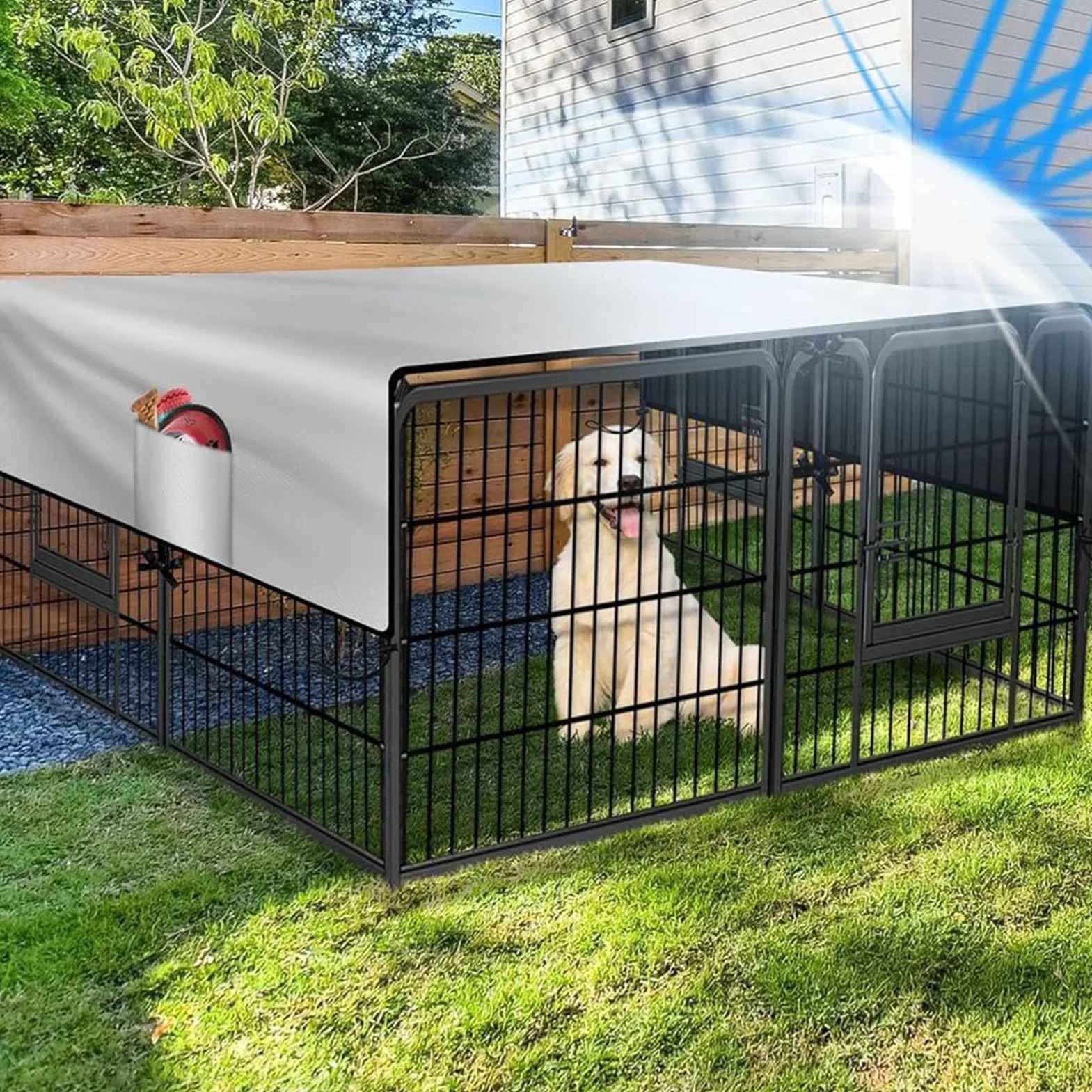 Bâche imperméable Oxford 210D pour cage chien extérieur, auvent protection terrasse pique-nique