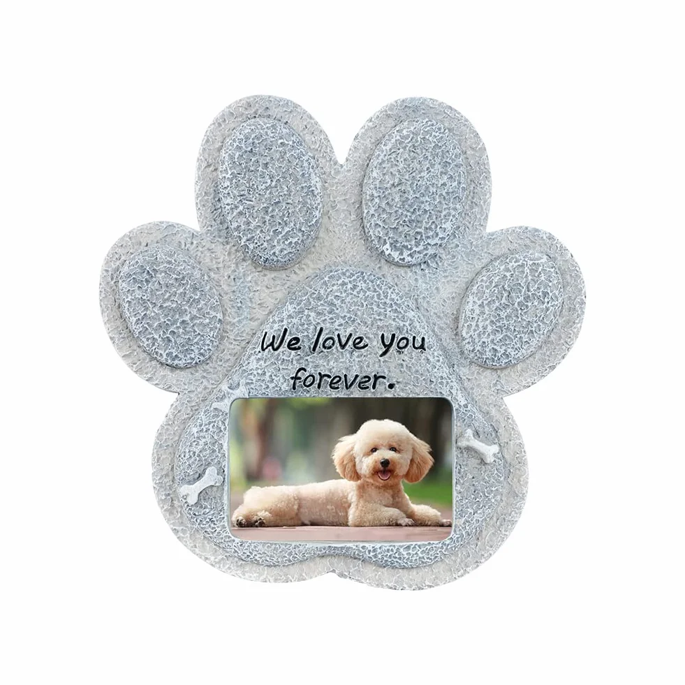 Plaque Commémorative Personnalisée pour Chien Chat en Résine avec Photo Cadeau en Forme de Patte