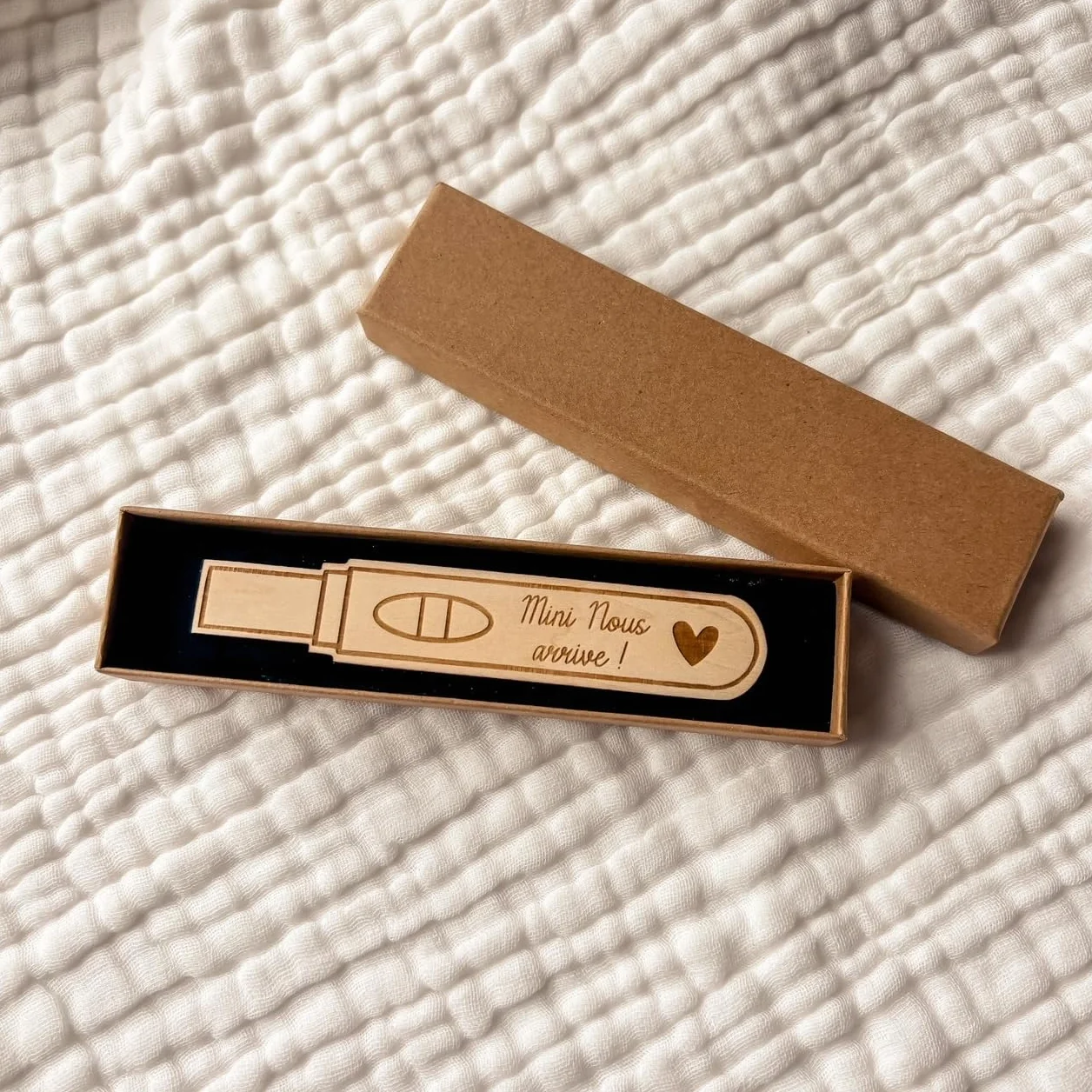 Test de Grossesse en Bois - Cadeau Annonce Grossesse Original avec Coffret Surprise