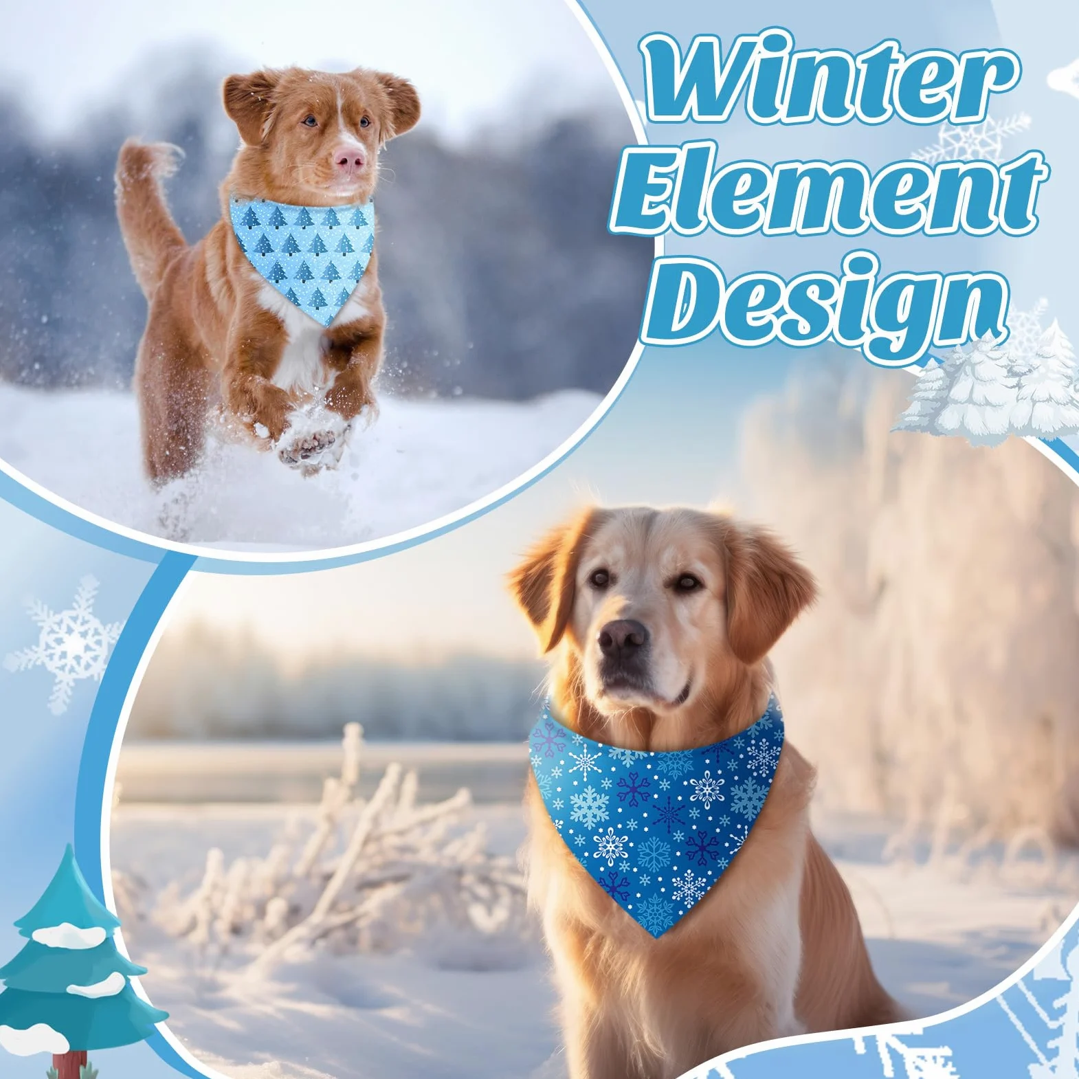 Preboun Lot de 50 bandanas d'hiver pour chien en vrac, flocons de neige, bandanas triangulaires pour chiens, écharpes triangulaires, accessoires photo, accessoires pour animaux de compagnie, 25 styles