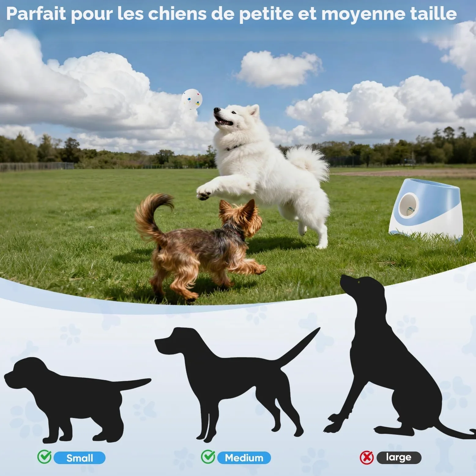 Lanceur De Balle pour Chien,3 Niveaux Distance,avec 6 Balles De Tennis | Rechargeable, Lanceur De Balle Automatique pour Intétieur &Extérieur