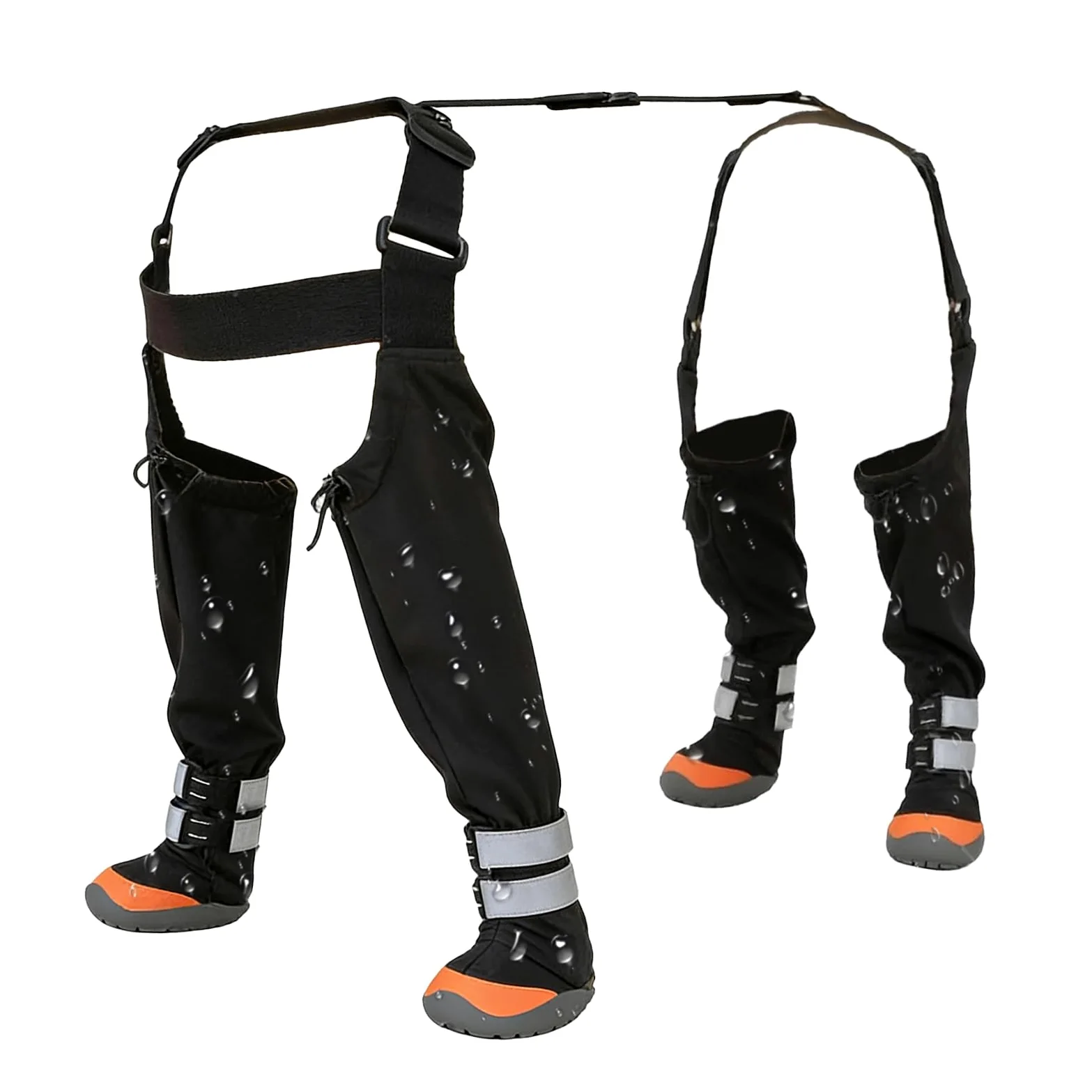 Bottes à Bretelles pour Chien Protège-pattes Imperméable | Bottes Antidérapantes avec Bande Réfléchissante pour Chiots et Chiens par Temps Froid, Marche Hivernale en