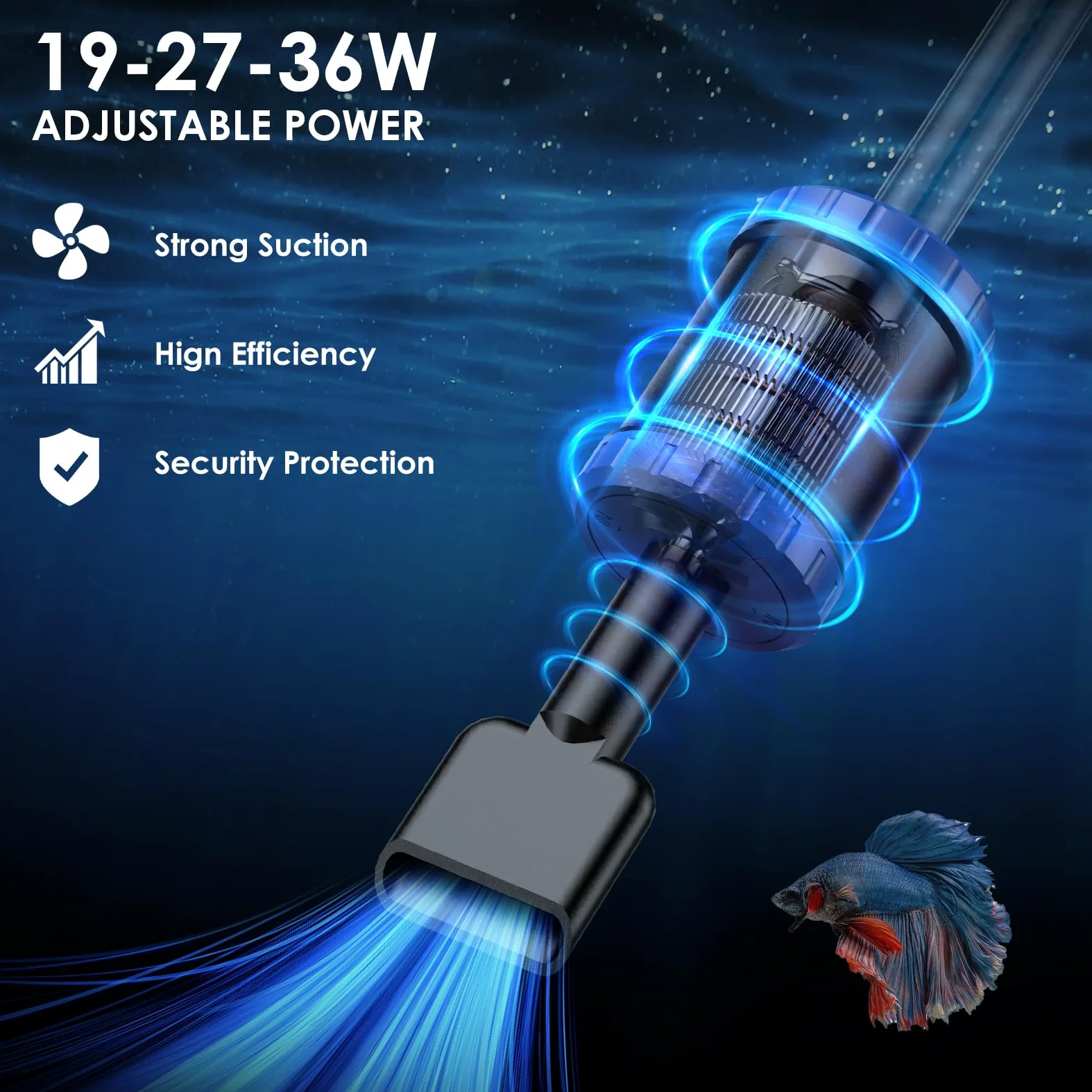 Nettoyeur de gravier électrique 8 en 1 pour aquarium 36 W | Outils de nettoyage multifonctionnels, changement d'eau, lavage du sable, filtration de l'eau, nettoyage du verre