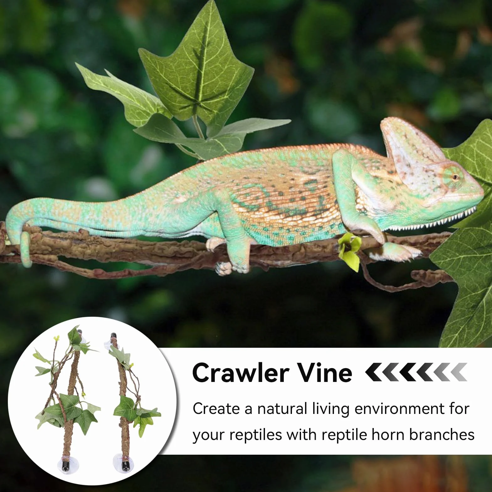 Branches d'angle Reptile Vigne Artificielle Plastique Ventouses Décoration Plante Escalade Serpent Lézard Amphibien