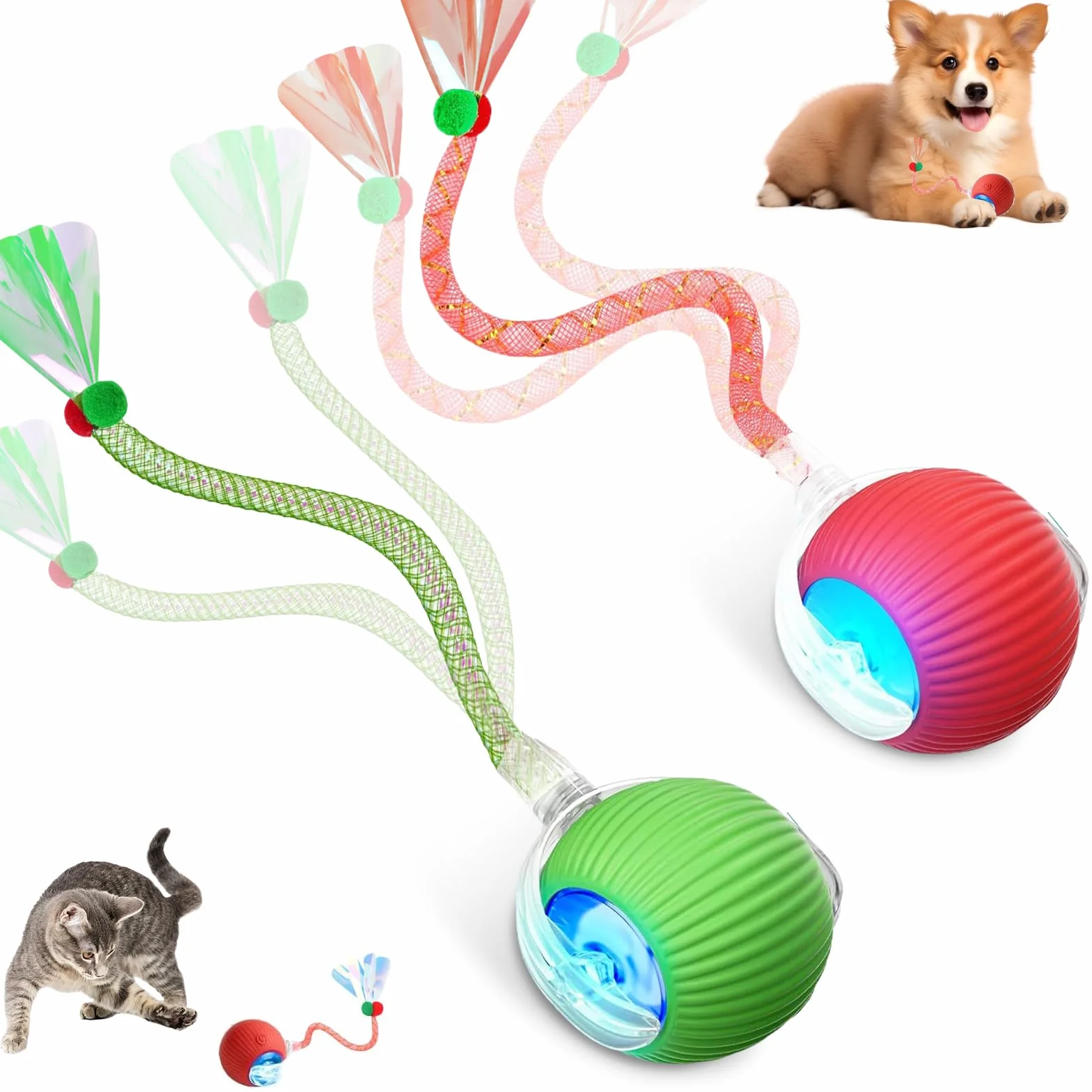 Lot de 2 Jouet Chat Interactif Speedy Tail 2.0 avec Queue Qui Clignote et Bouge Rapidement