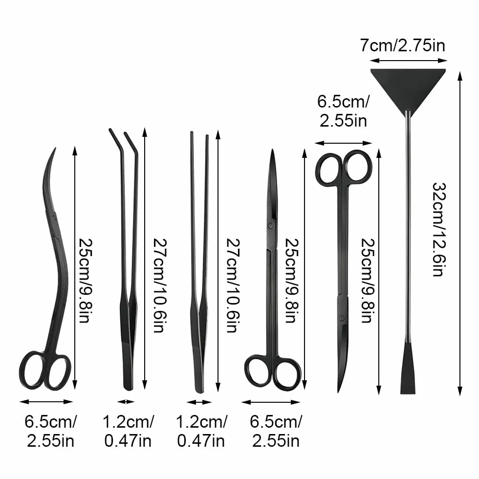 Kit d'outils pour Aquarium en Acier Inoxydable, Pince, Ciseaux, Spatule pour Plantes Aquatiques