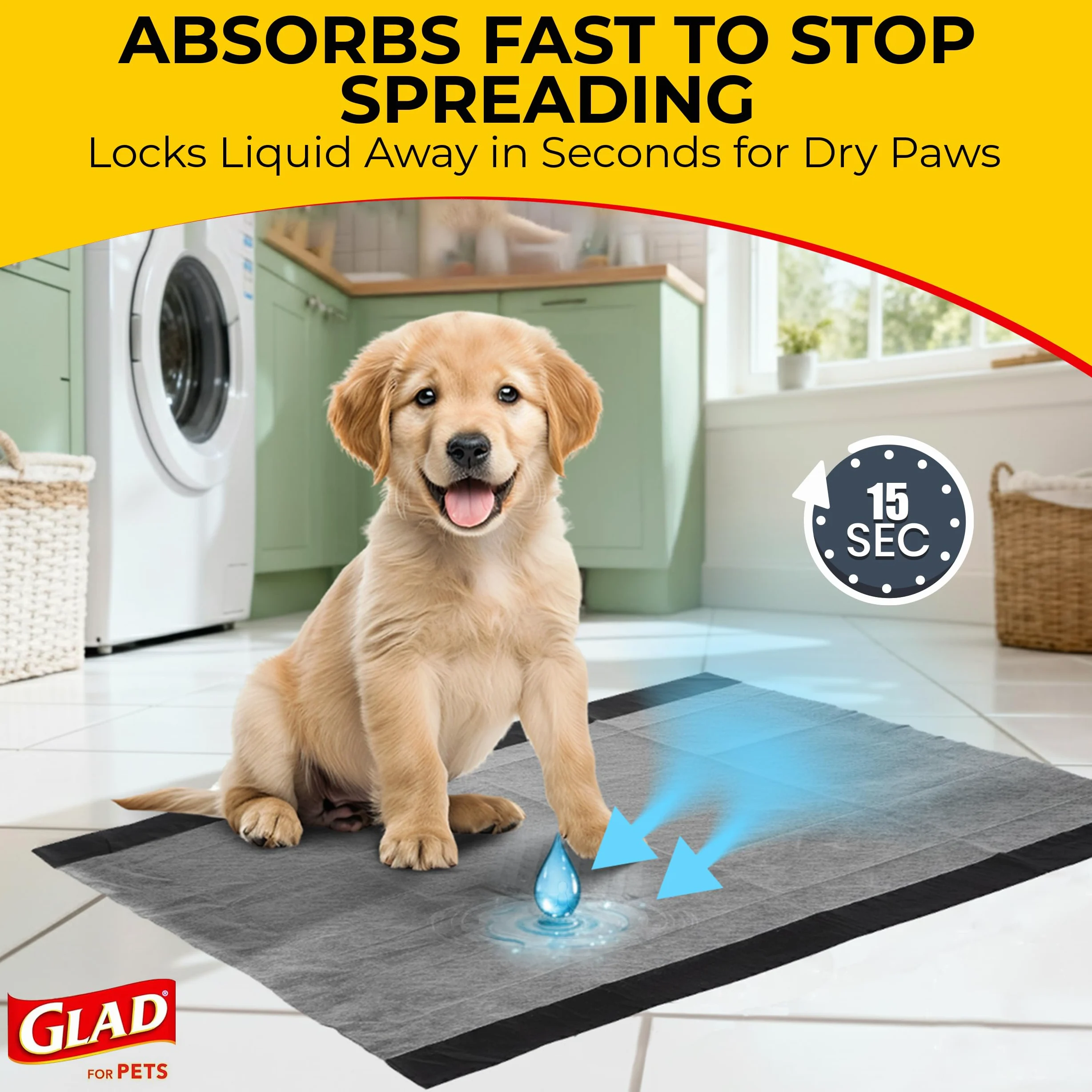 Glad for Pets Lot de 50 alèses pour Chiots de Grande Taille Anthracite Noir Absorbent et neutralisent l'urine instantanément
