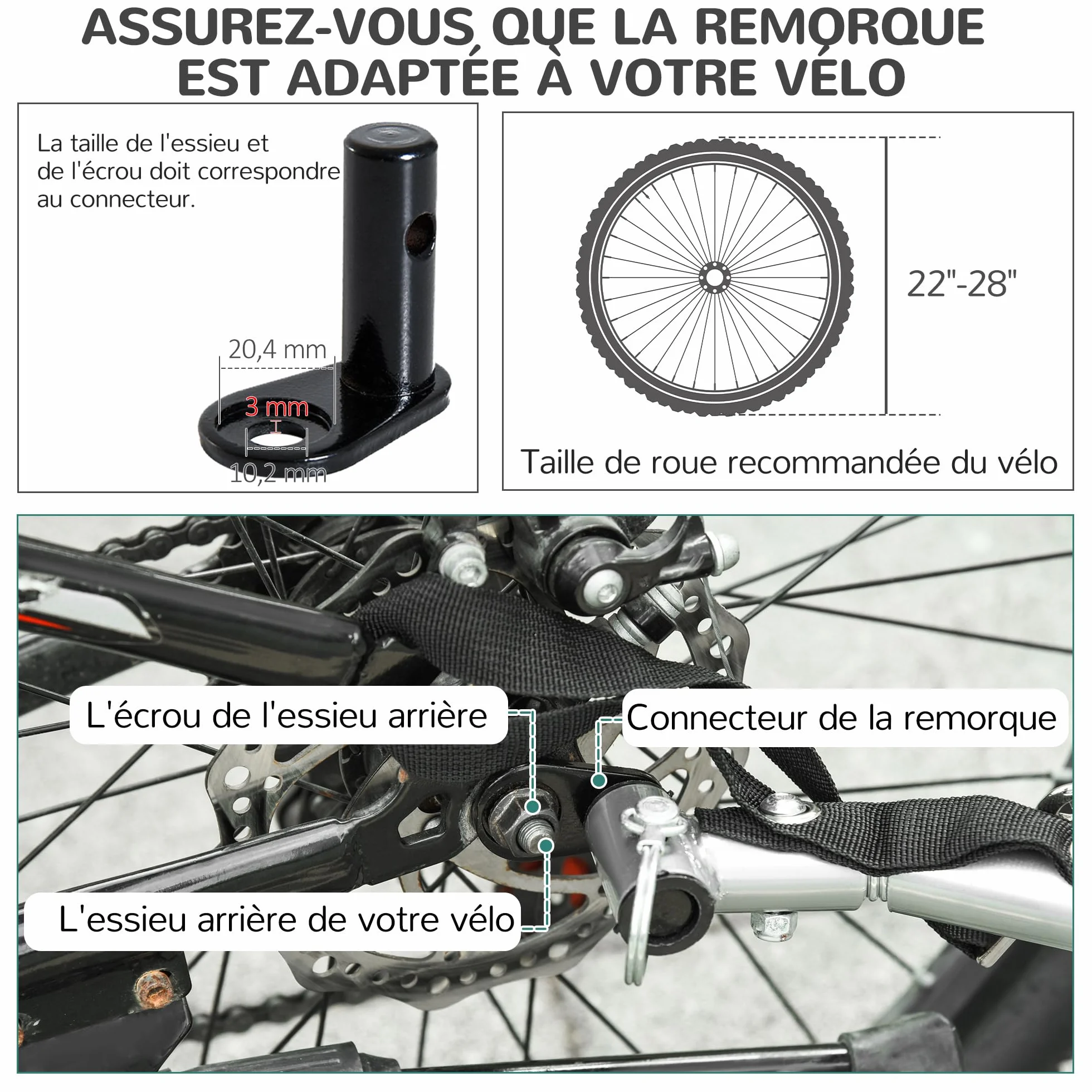 HOMCOM Remorque Velo pour Chien avec Drapeau et 8 Reflecteurs