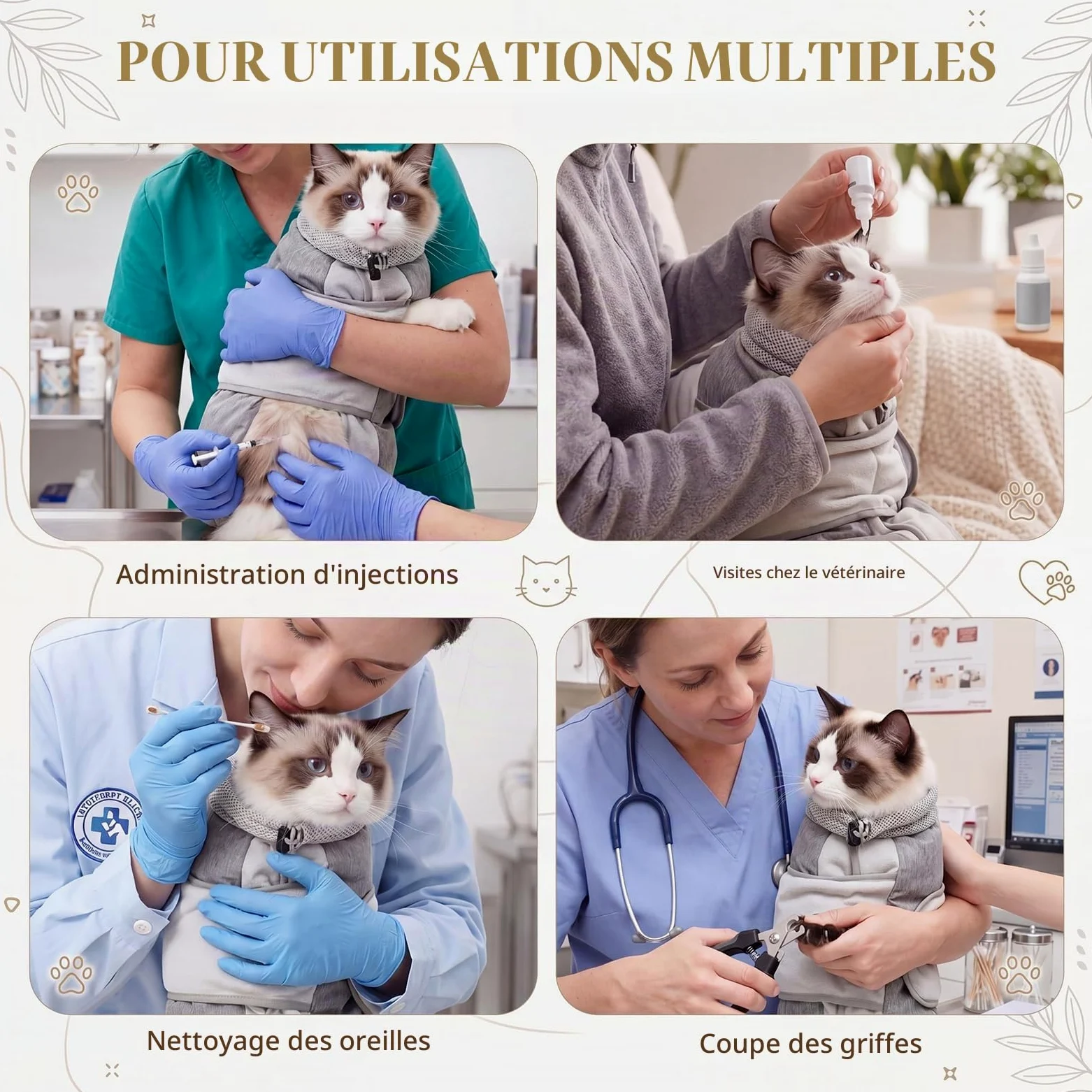 Hsei Rouleau de toilettage pour chat pour couper les ongles avec coupe-ongles et lime, taille S