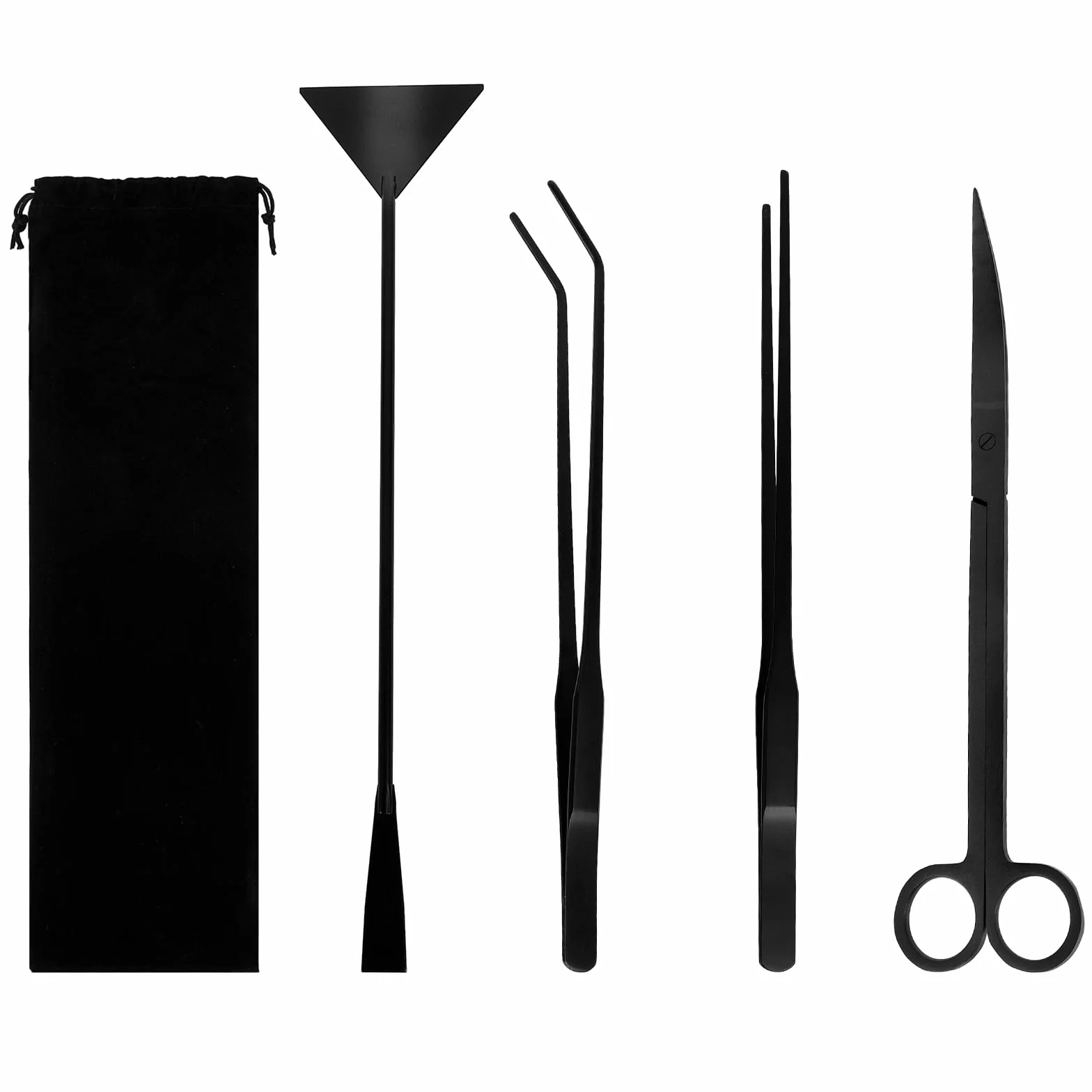 Kit de démarrage pour terrarium aquarium 4 en 1 en acier inoxydable - Pince à épiler longue, ciseaux et spatules