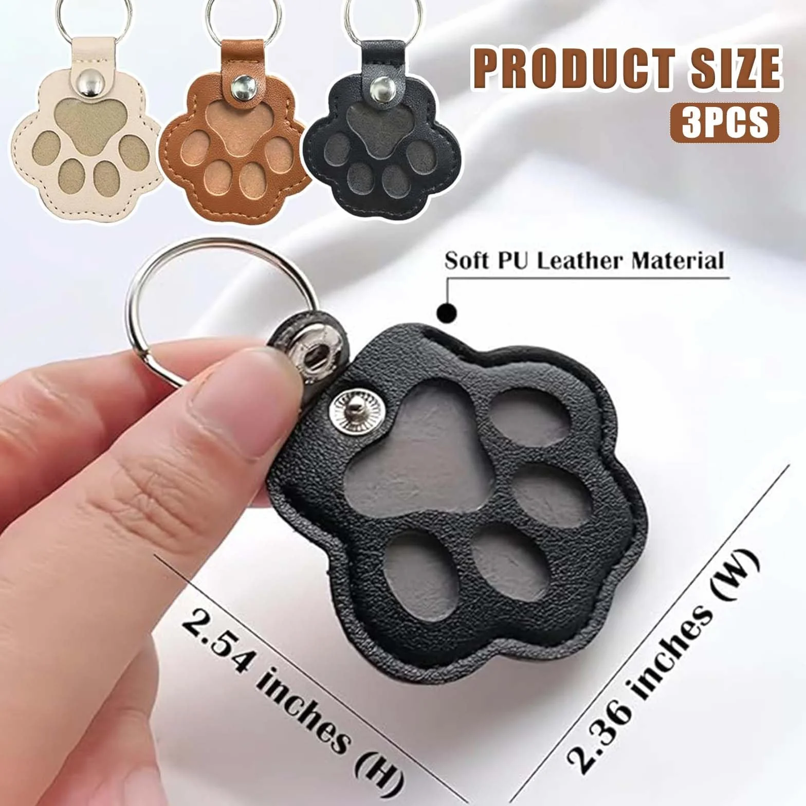Porte-clés en Fourrure pour Animaux de Compagnie, Boîte à Souvenirs en Cuir Forme Patte de Chat