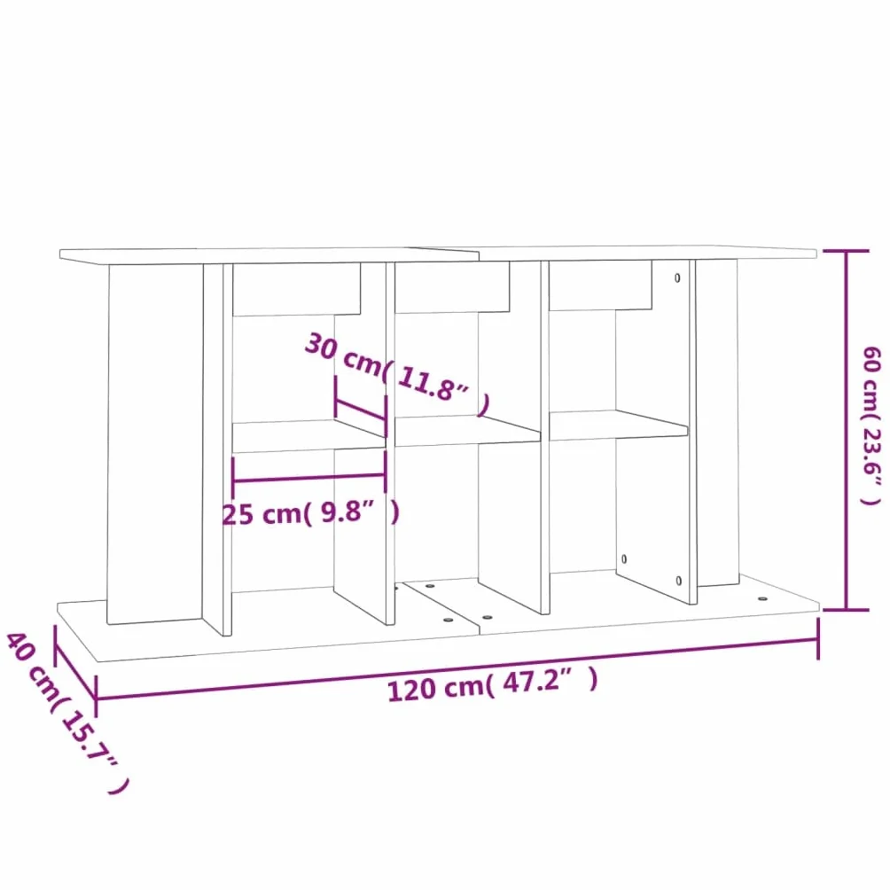Support d'aquarium blanc brillant 120x40x60cm bois d'ingénierie