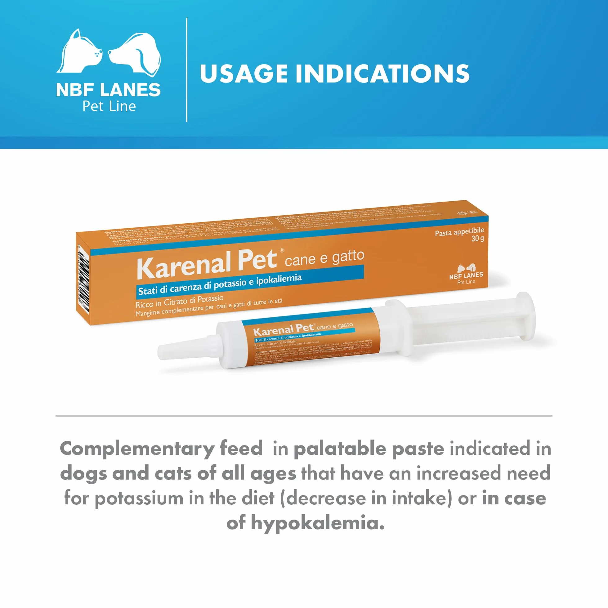 Karenal Pet Chien et Chat Pâtes Appétissantes 30 g pour Carence en Potassium Hypokaliémie