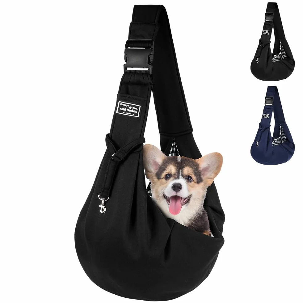 Sac de Transport pour Chien Chat Réglable Mains Libres Jusqu'à 7,5 kg Noir
