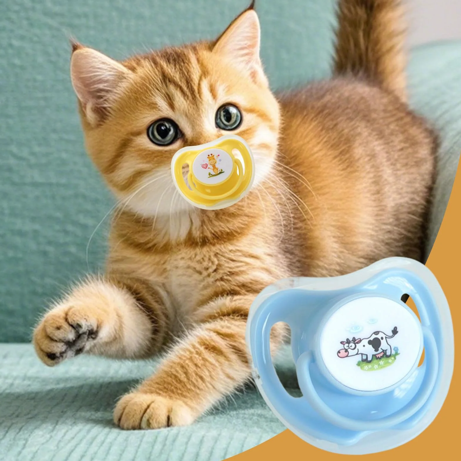 Tétine pour Chaton en Silicone Forme Papillon 4 Pièces avec Étui Antipoussière