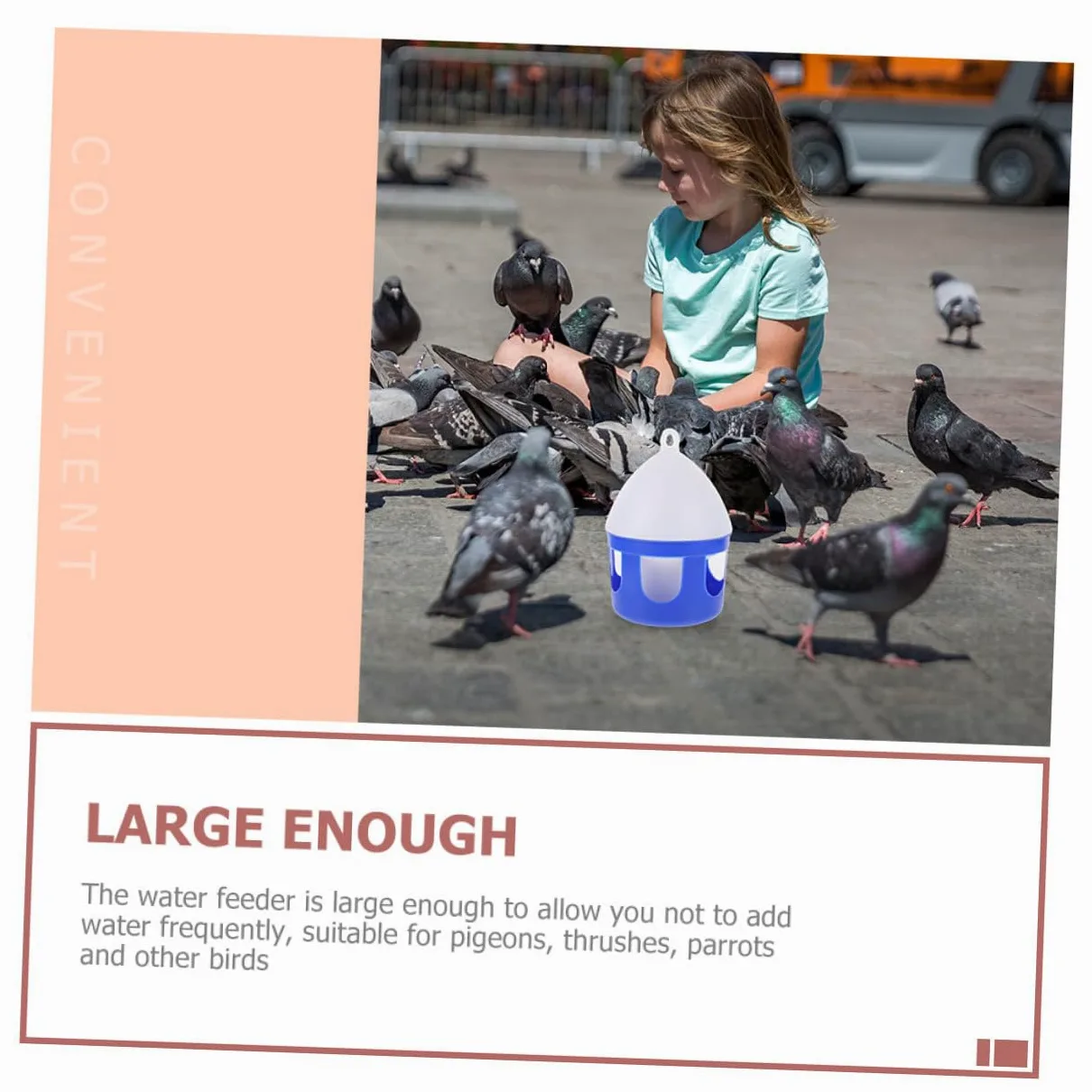 ibasenice Abreuvoir pour Oiseaux Domestiques Facile à Nettoyer en PVC Réutilisable 2l Lot de 2 Pièces pour Pigeons et Grives pour Élevage et Usage Quotidien