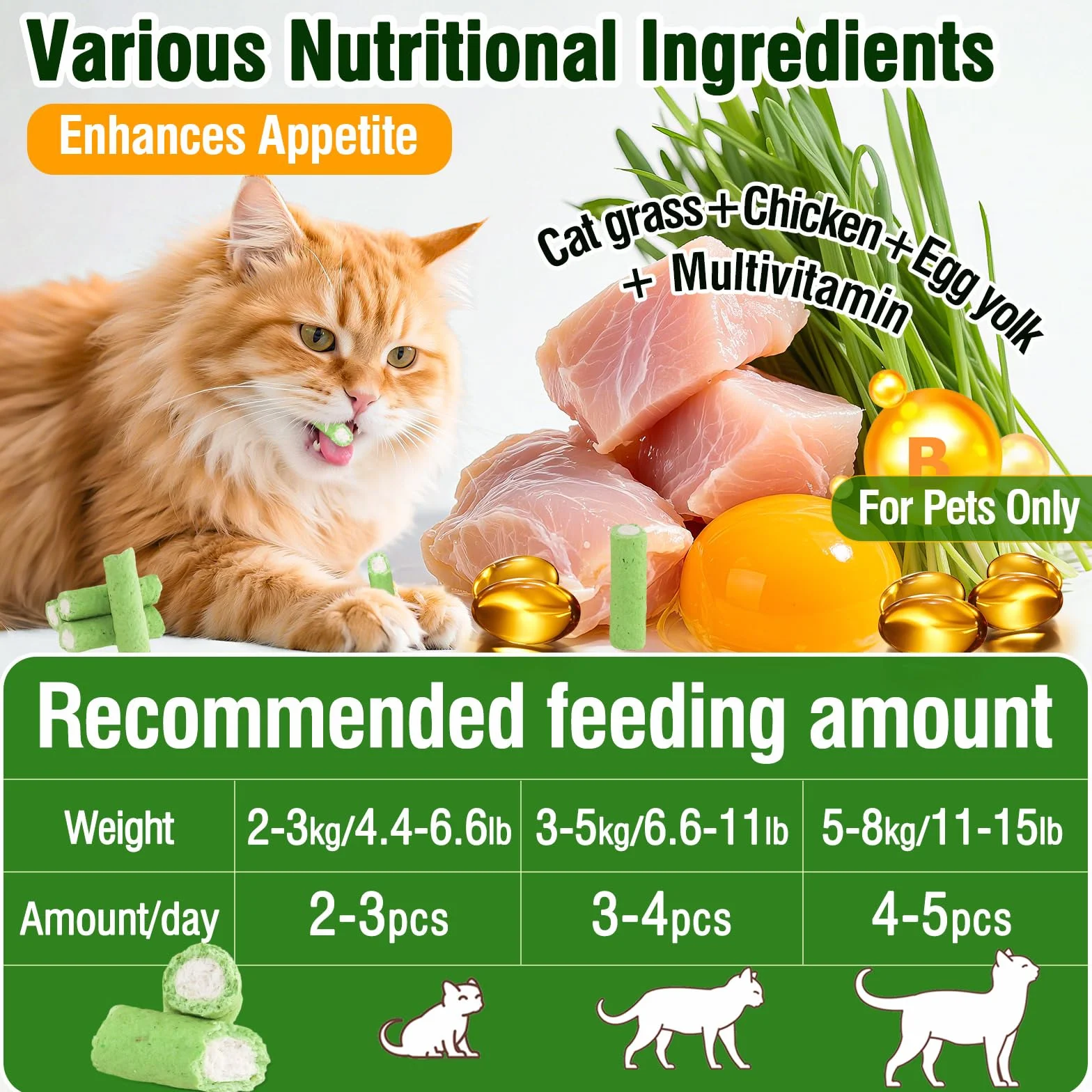 Bâton de Dentition d'Herbe de Chat au Poulet, Friandises Lyophilisées pour Chats