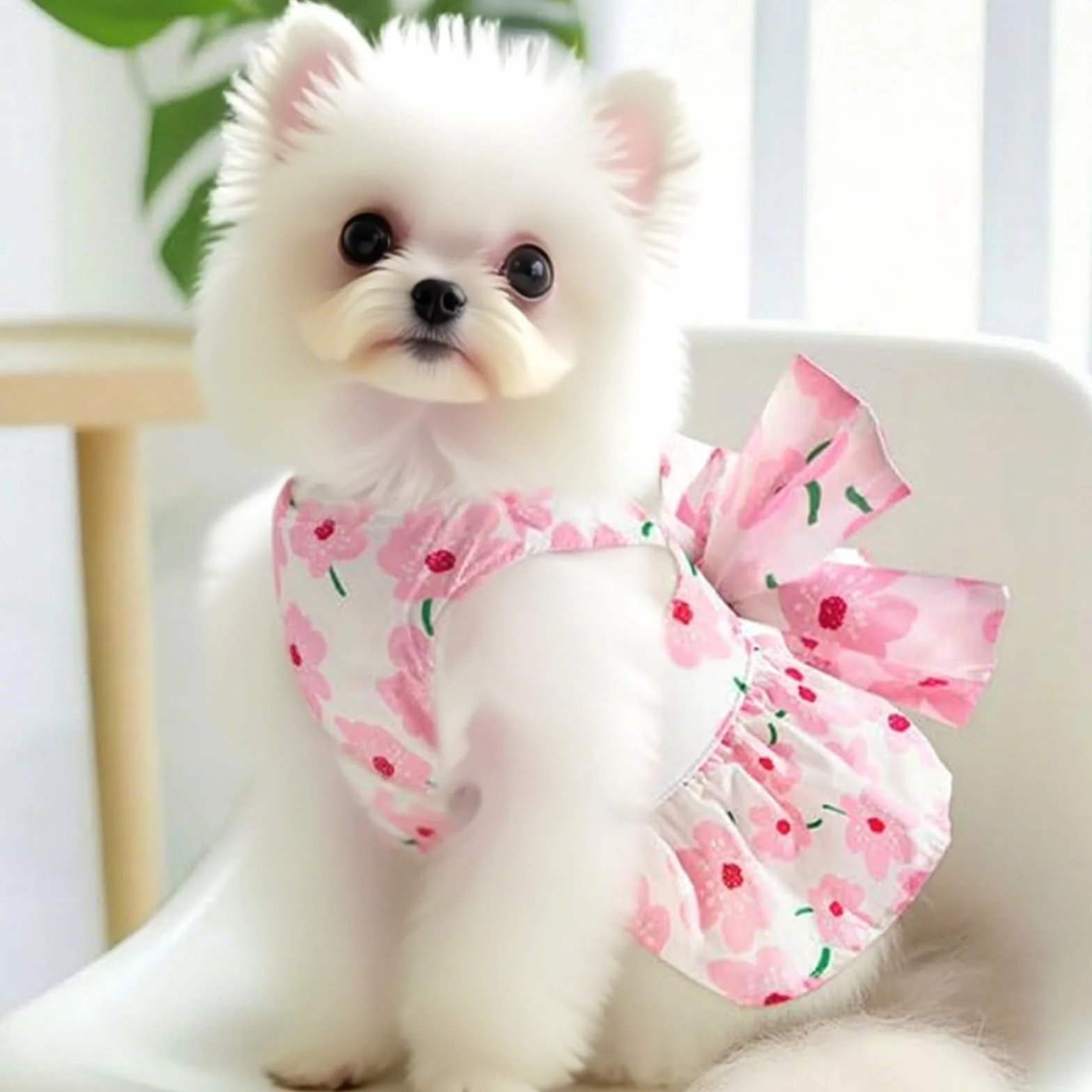 Robe Harnais pour Chien avec Laisse pour Petit Chien Jupe Respirante (L)