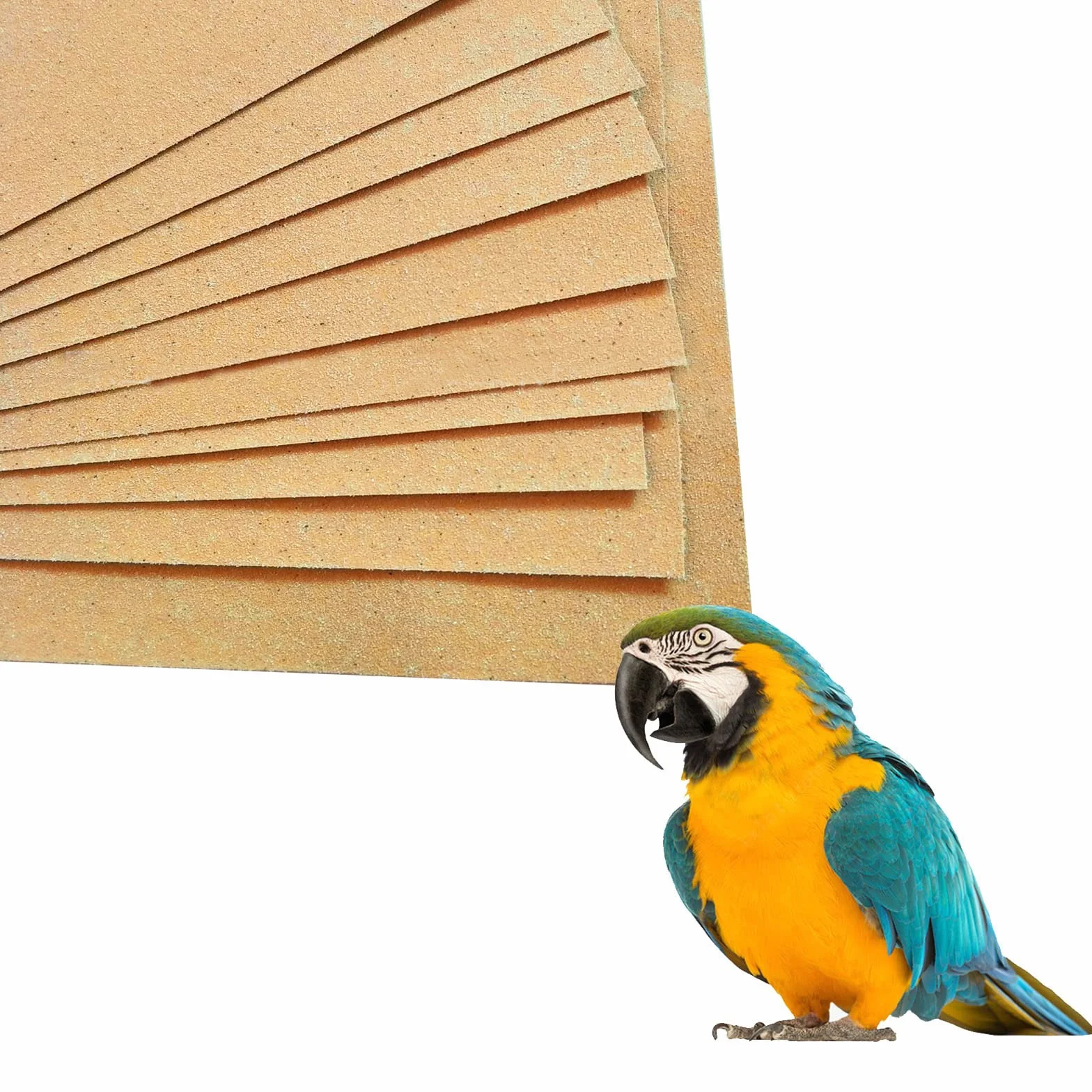 Papier Sablé pour Cage à Oiseaux 43 x 28 cm Tapis de Fond avec Sable Marin pour Perruches Perroquets