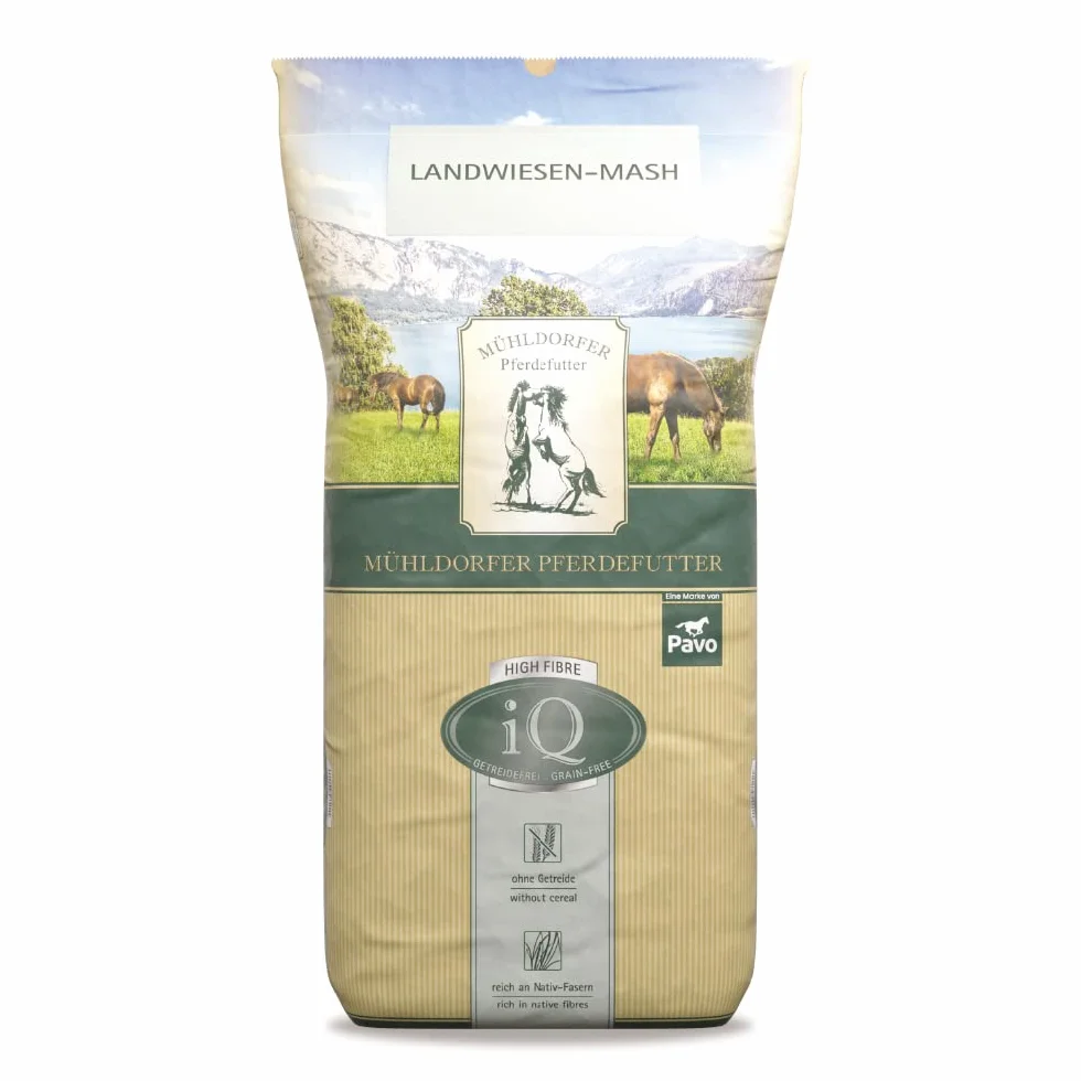 Mühldorfer IQ Landwiesen-Mash Aliments pour Chevaux sans céréales ni mélasse 12,5 kg