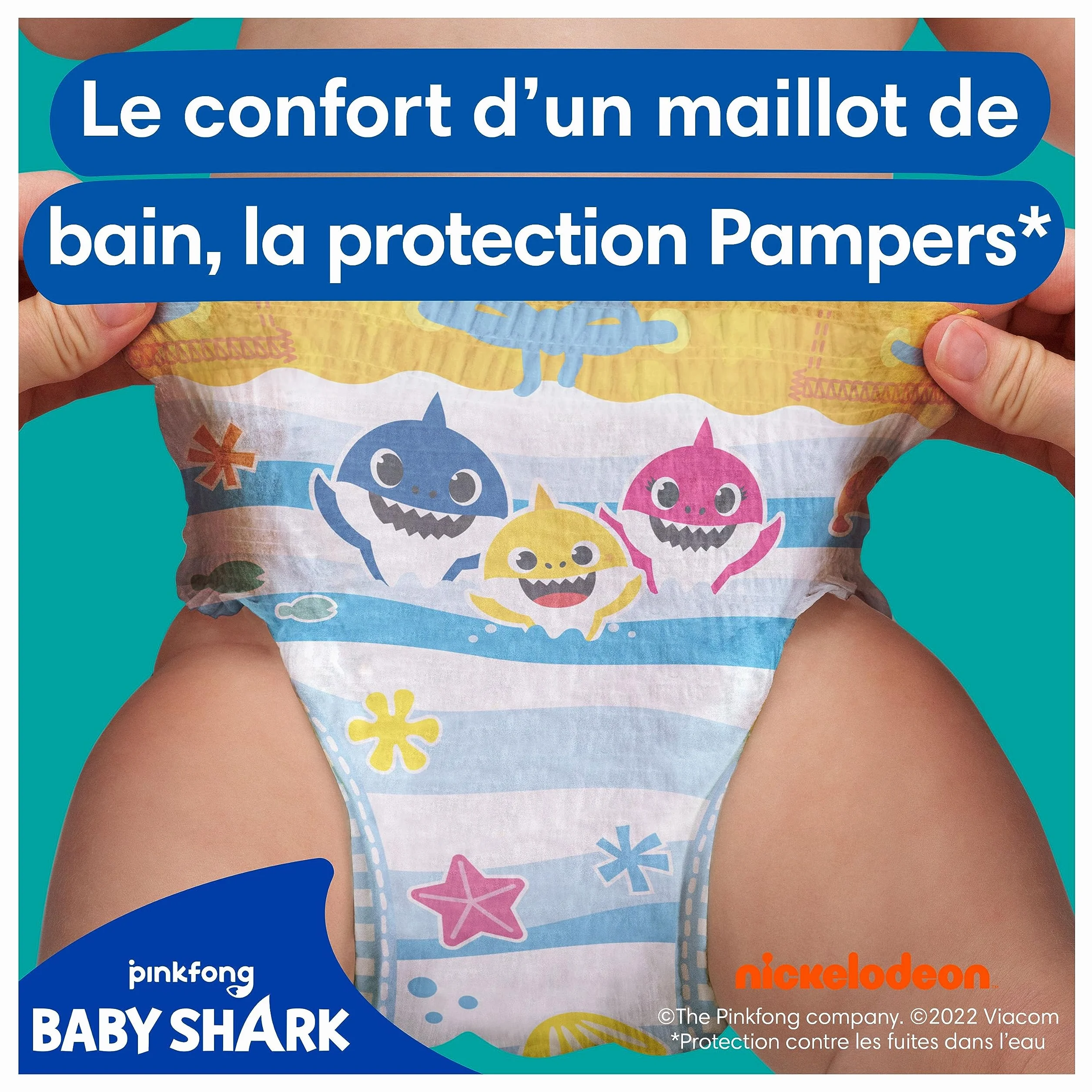 Pampers Splashers Taille 4-5 11 Couches-Culottes de Bain Jetables 9-15kg Baby Shark Édition Limitée