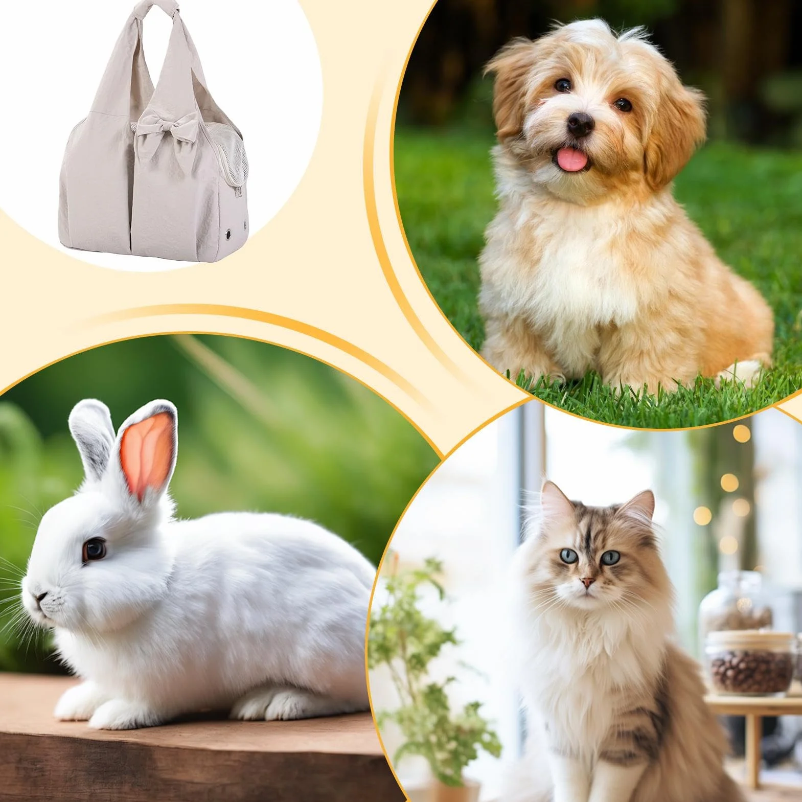 Sac de Transport pour Petit Chien avec Fenêtre et Poches Latérales - Randonnée, Vélo, Voyage