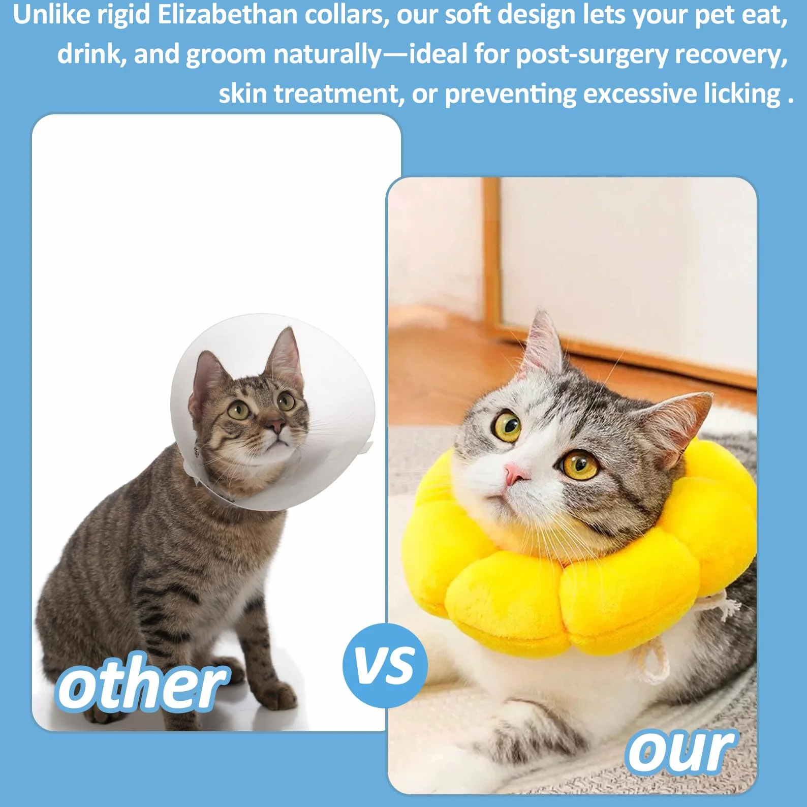 Collerette Chat Anti Lechage Doux Tête Suédé Respirant Anti adhésif Ajustable pour Chats Chiots Petits Chiens Après Opération Blessure (M)