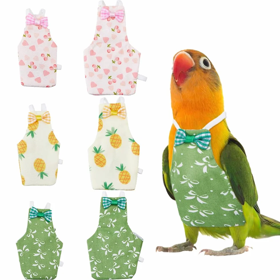 SUPERFINDINGS 6 Pièces Couche Réutilisable pour Oiseaux Imperméable Costume pour Perroquets Perruches Cockatiel (S M)
