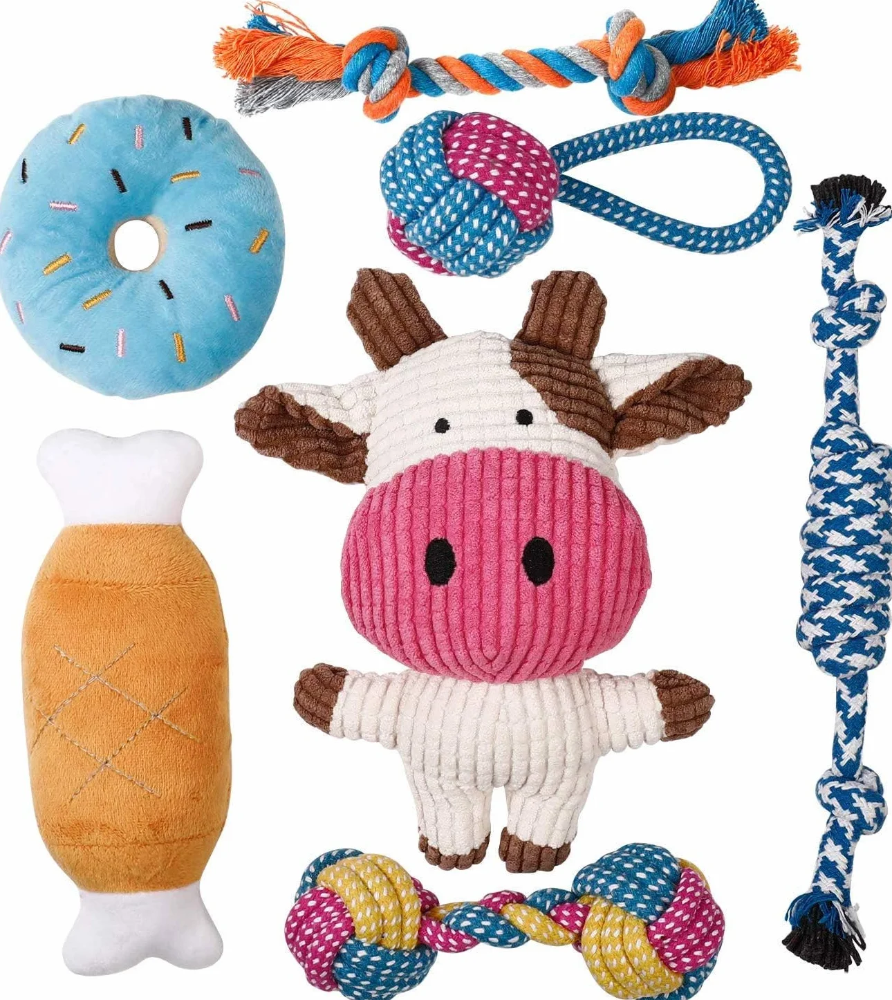 Toozey Jouet pour Chien 7 Jouets Durables Chiots Petits Chiens Peluche Non Toxique Coton Naturel