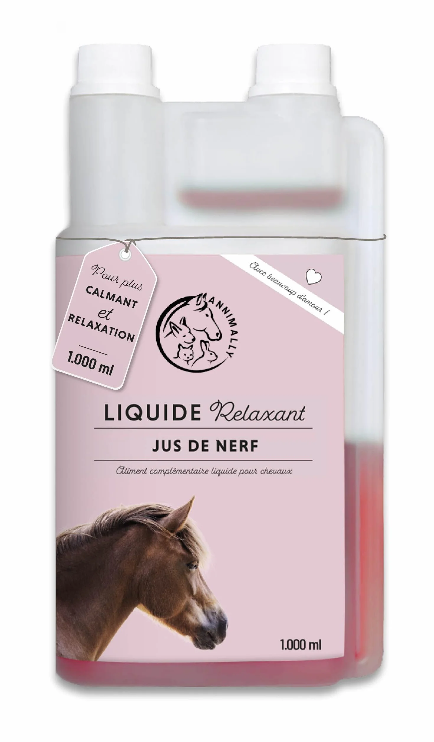 Relax Liquid pour Chevaux 1000ml Sirop Apaisant avec Valériane, Houblon, Tryptophane, B12, Magnésium et Calcium Liquide